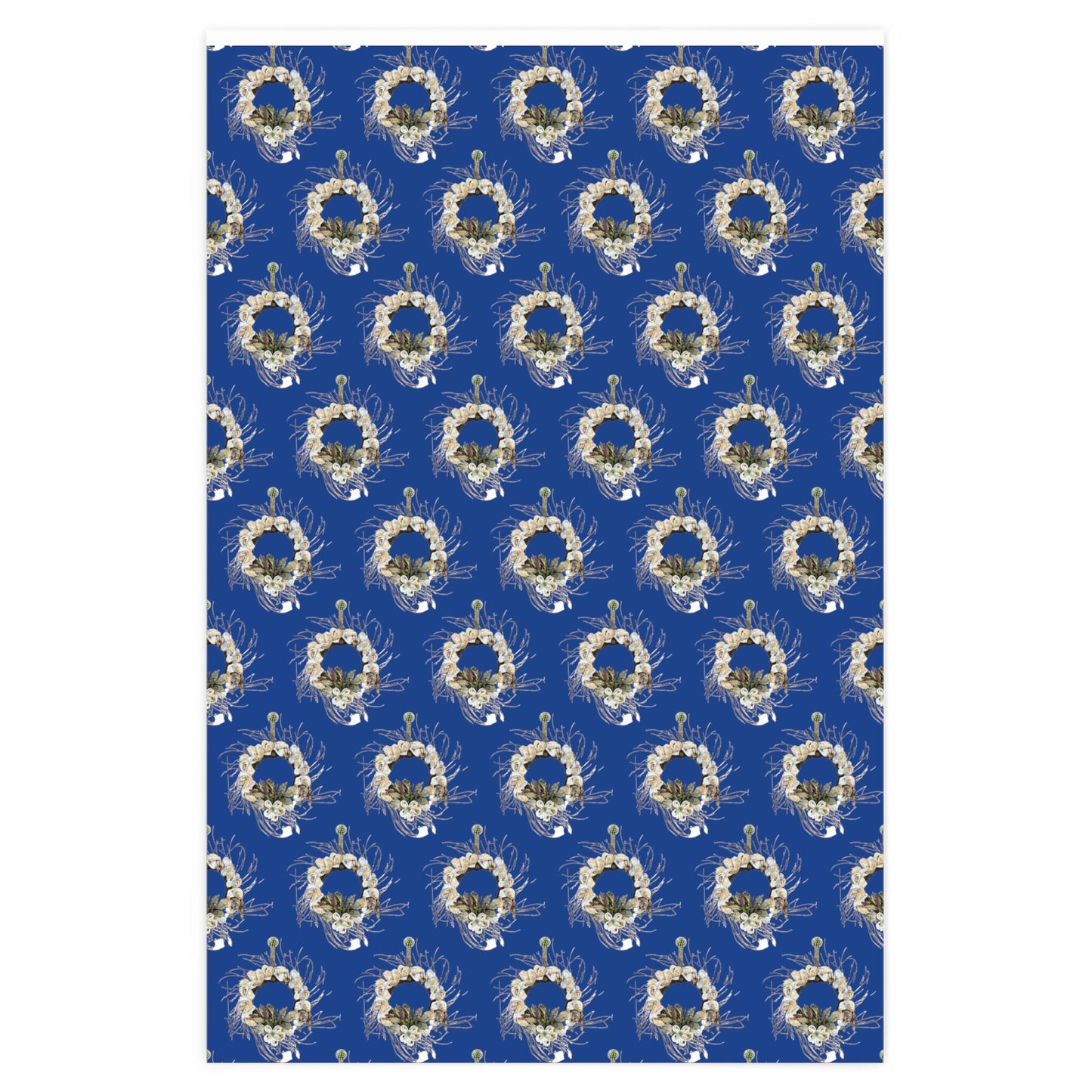 Wrapping Paper Dark Blue Handcrafted Oyster Shell Wreath - Art Prints