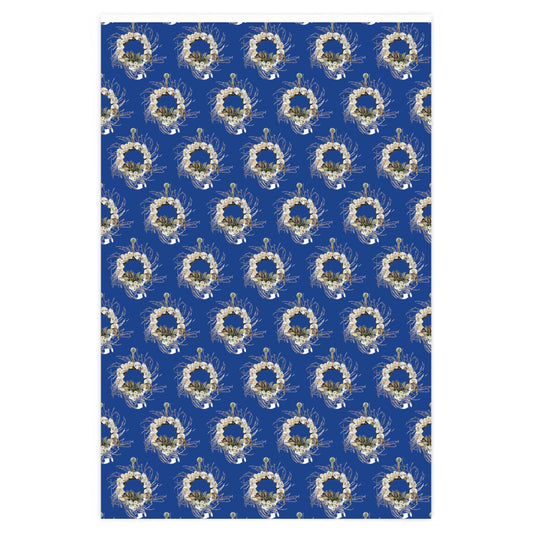 Wrapping Paper Dark Blue Handcrafted Oyster Shell Wreath - Art Prints