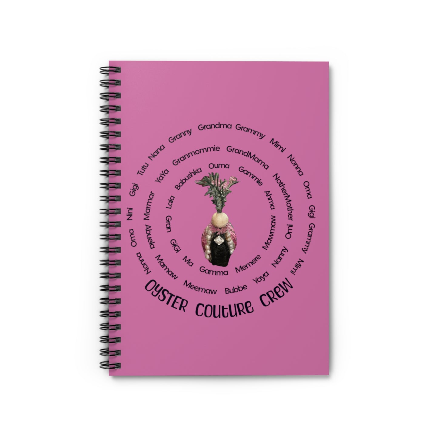 Spiral Notebook - Ruled Line Oyster Couture Characters Collection Names for Grandmother