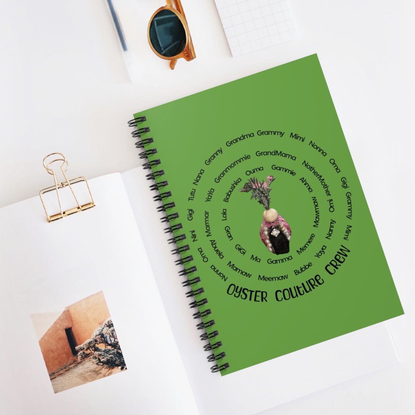 Spiral Notebook - Ruled Line Oyster Couture Characters Collection Names for Grandmother