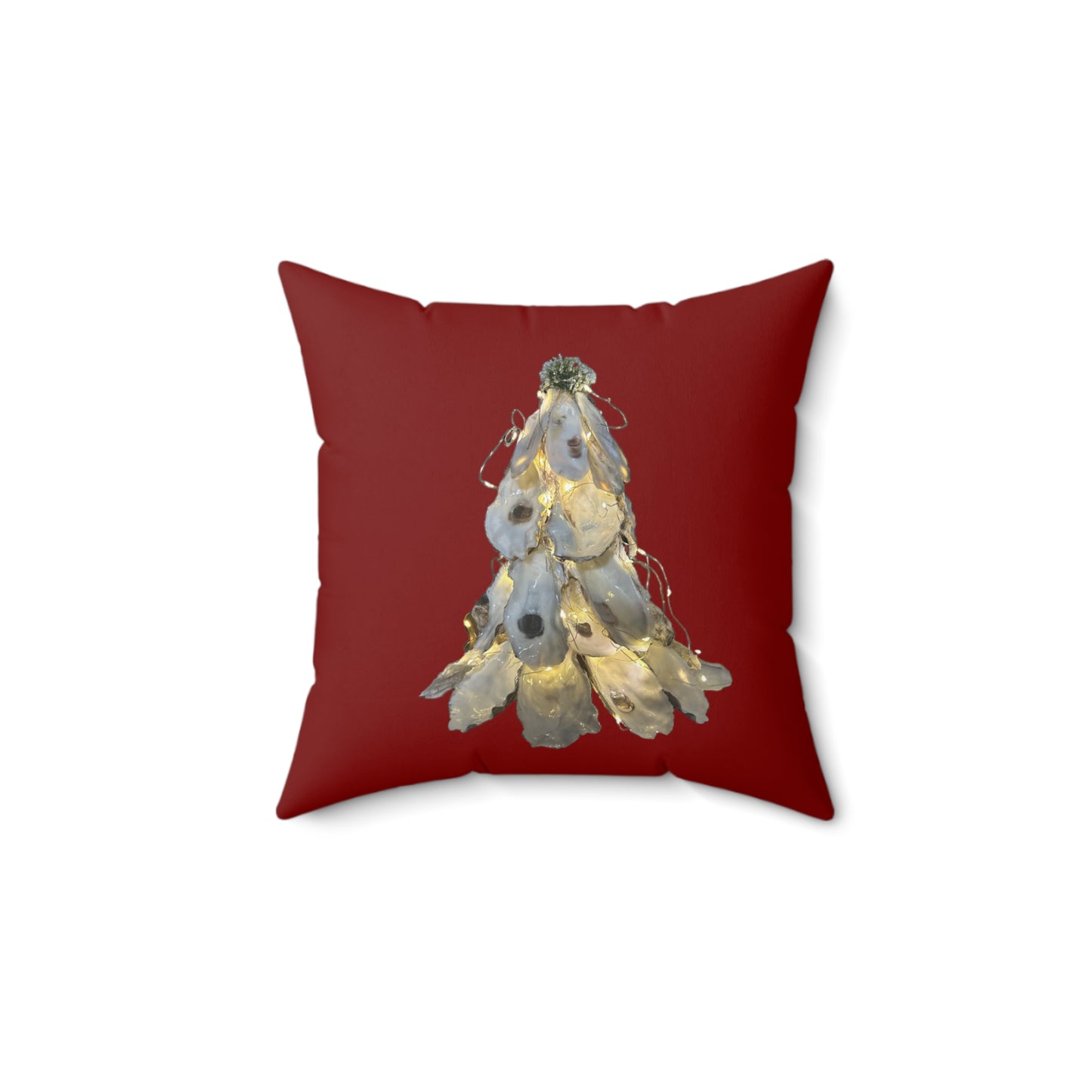 Deepest RED Christmas ONE-side Pillow Exquisite Oyster Shell Christmas Tree