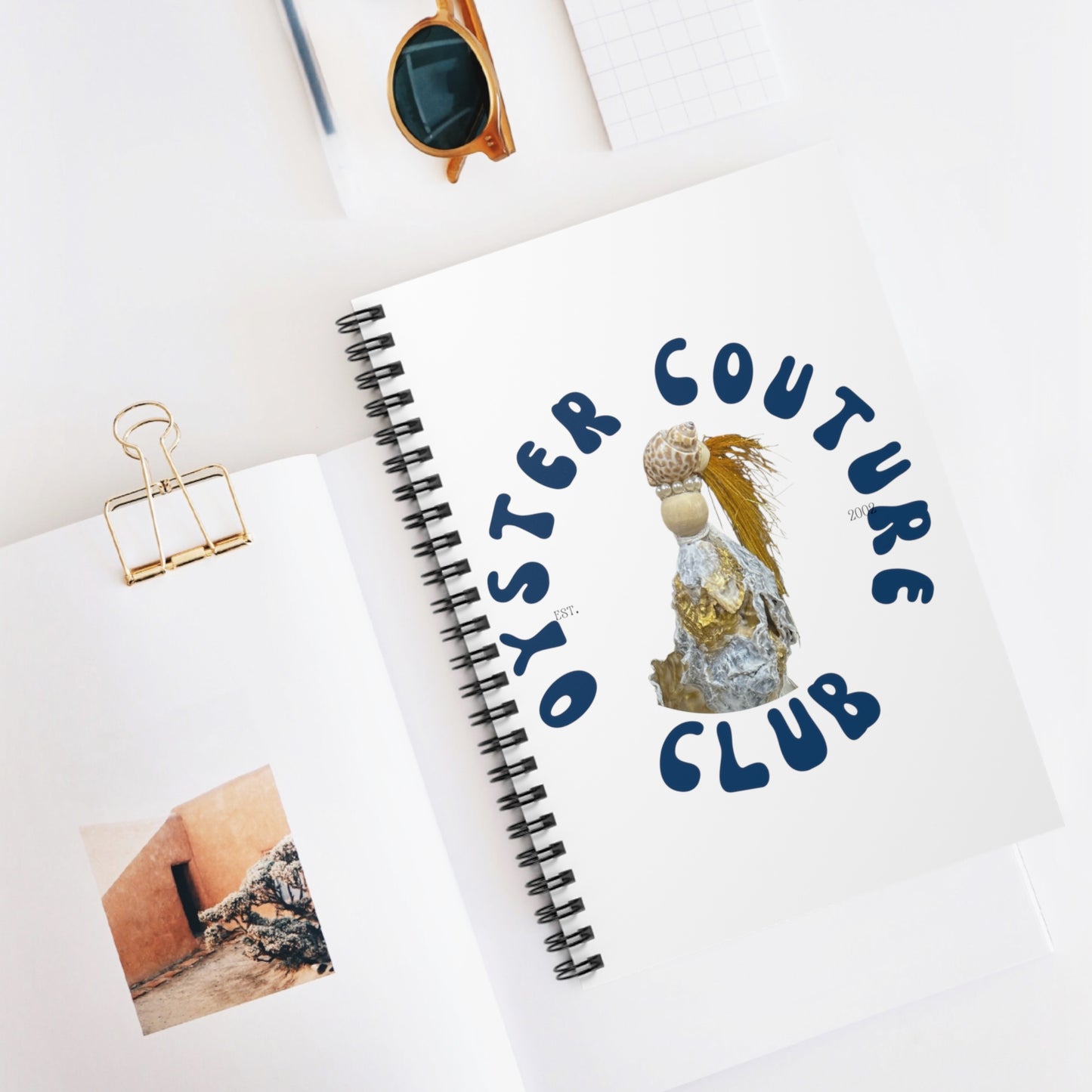 Oyster Couture Club Spiral Notebook - Ruled Line Collectable Oyster Shell Diva Figures for each one in your girl group