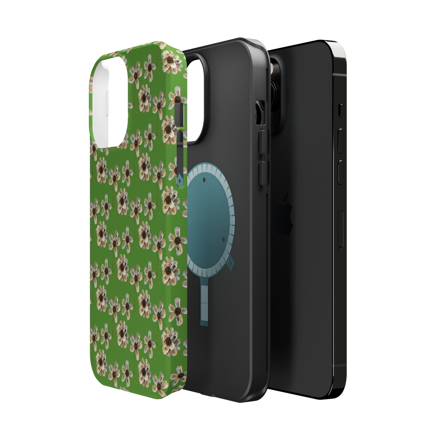 Custom iPhone MagSafe Tough Cases - Whimsy Oyster Petals Green