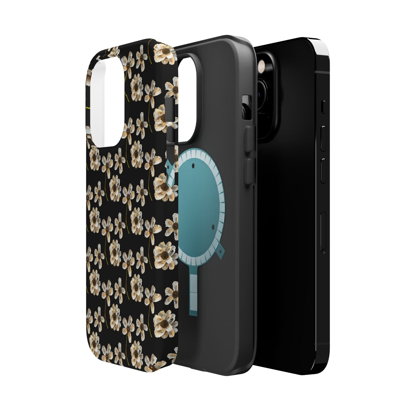 Custom iPhone MagSafe Tough Cases - Whimsy Oyster Petals Black