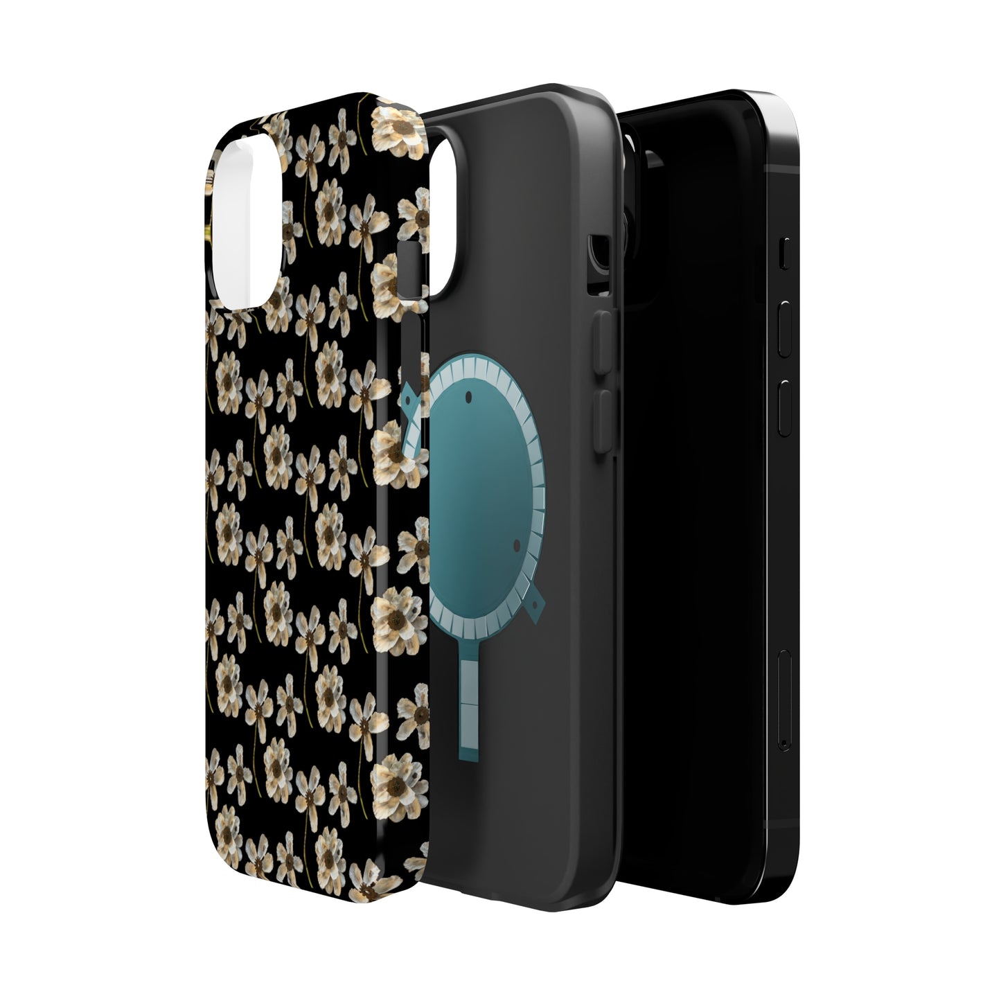 Custom iPhone MagSafe Tough Cases - Whimsy Oyster Petals Black