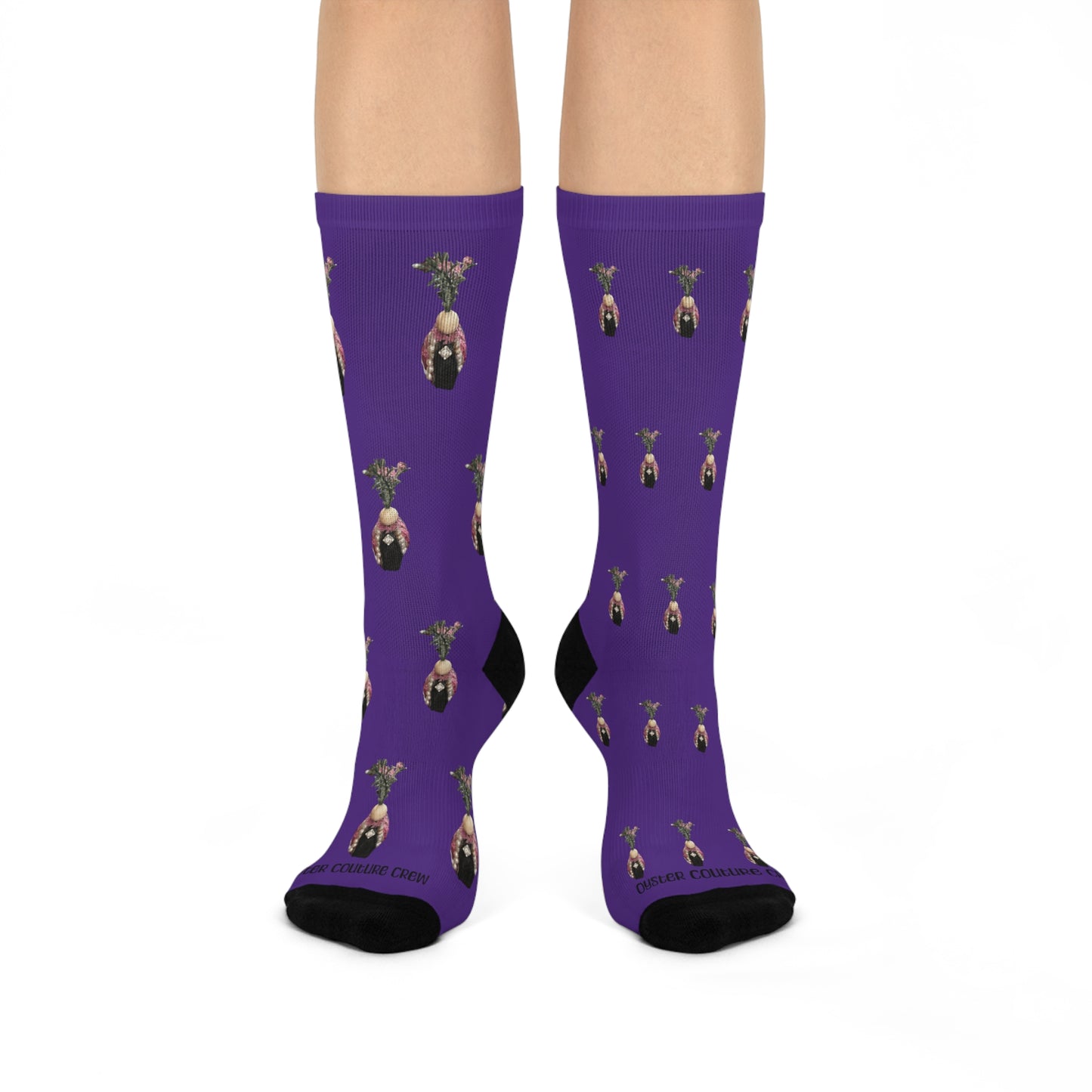 Diamond Isle Queen purple socks, Mix and match for teens and adults, Extra Cushioned Crew Socks with Novelty Seashell figures, ocean theme, sea life inspired, socks for women, socks for men, girly girls