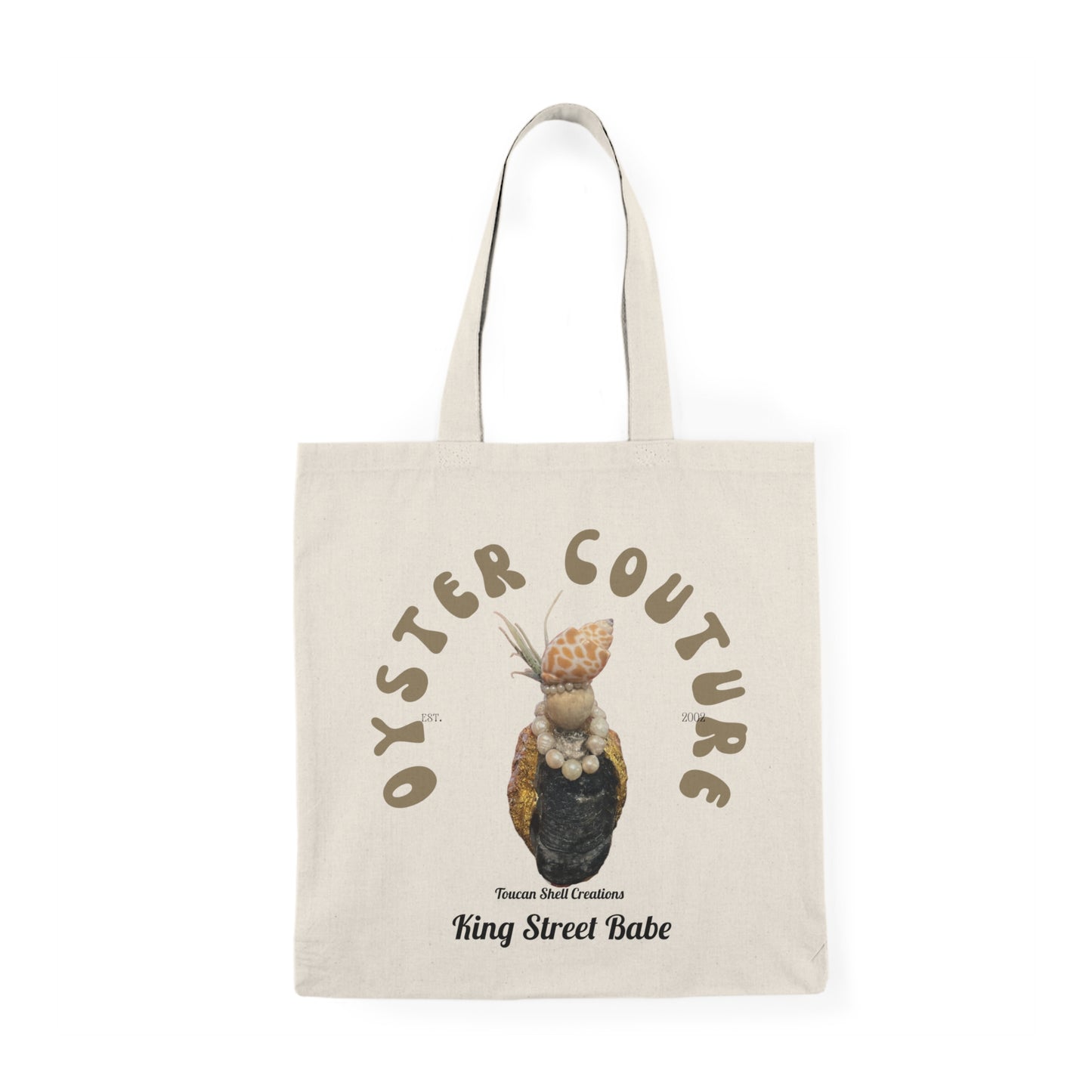 Natural Tote Bag Cotton Easy Carry Cotton Canvas Fun Coastal Theme - Oyster Shell Art Print bag