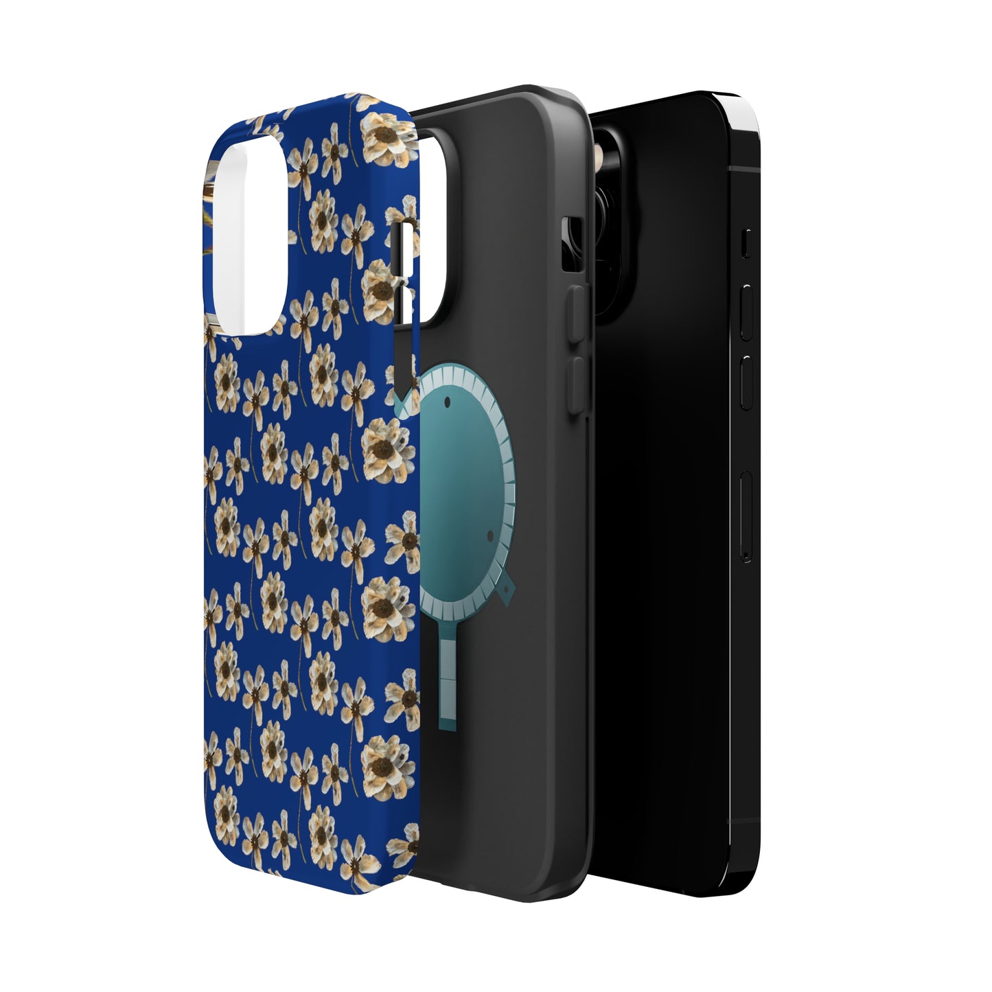 Custom iPhone MagSafe Tough Cases - Whimsy Oyster Petals Blue