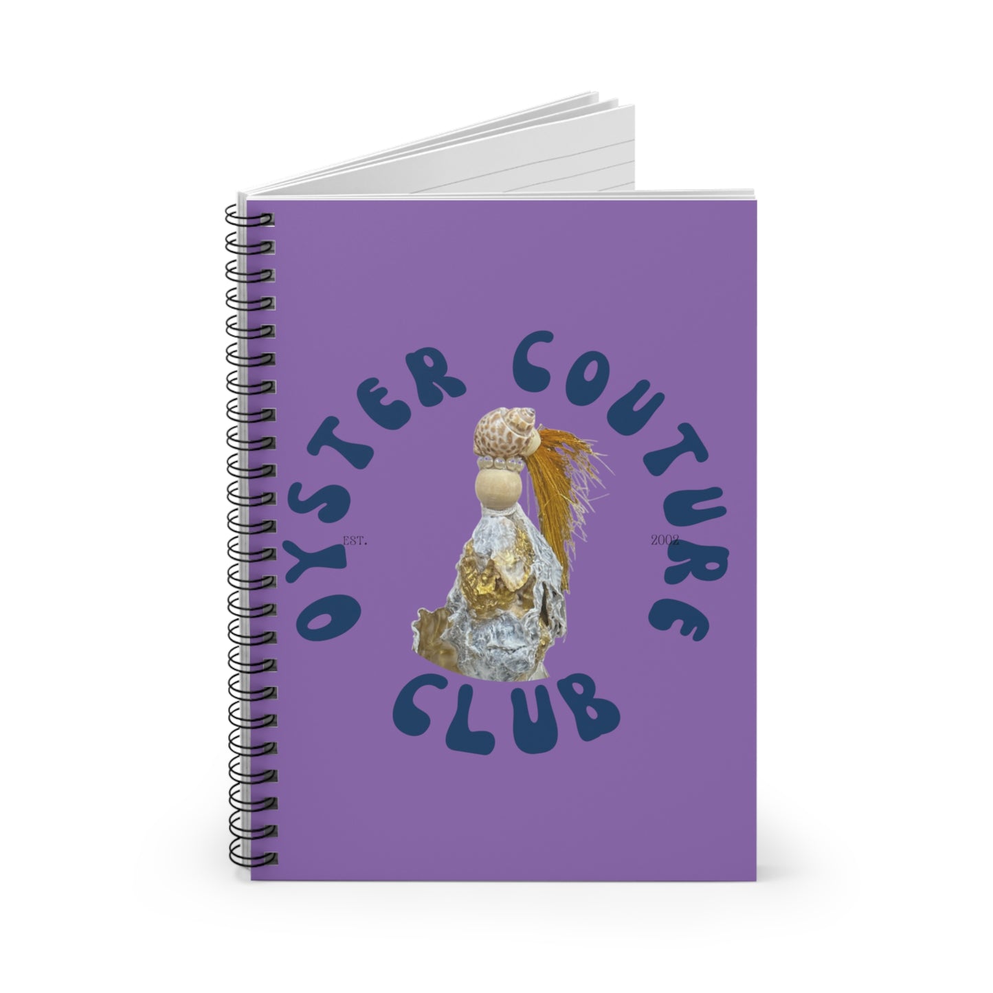 Spiral Notebook blue - Ruled Line Spiral Notebook orange - Ruled Line, Novelty bold colors and fun fantasy Diva design created with oyster shells and bits of coastal nature