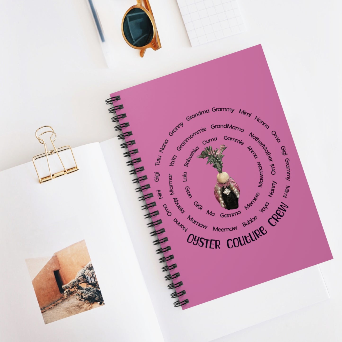 Spiral Notebook - Ruled Line Oyster Couture Characters Collection Names for Grandmother