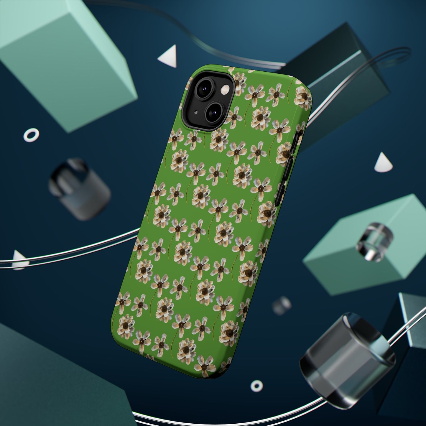 Custom iPhone MagSafe Tough Cases - Whimsy Oyster Petals Green