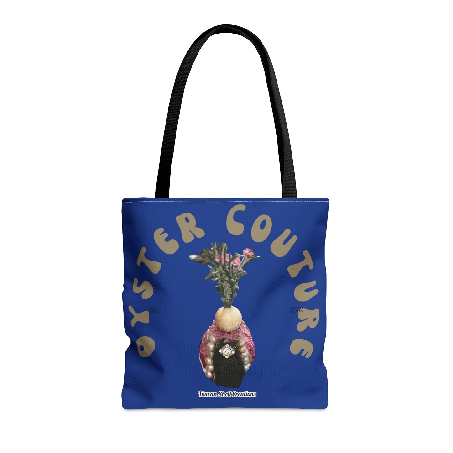 Blue Tote Bag Oyster Couture Oyster Island Queen For Fun Girl Groups, Fall Parties, Oyster Roasts, Re-usable gift bags, Carry all Tote, Isn't She Fun?