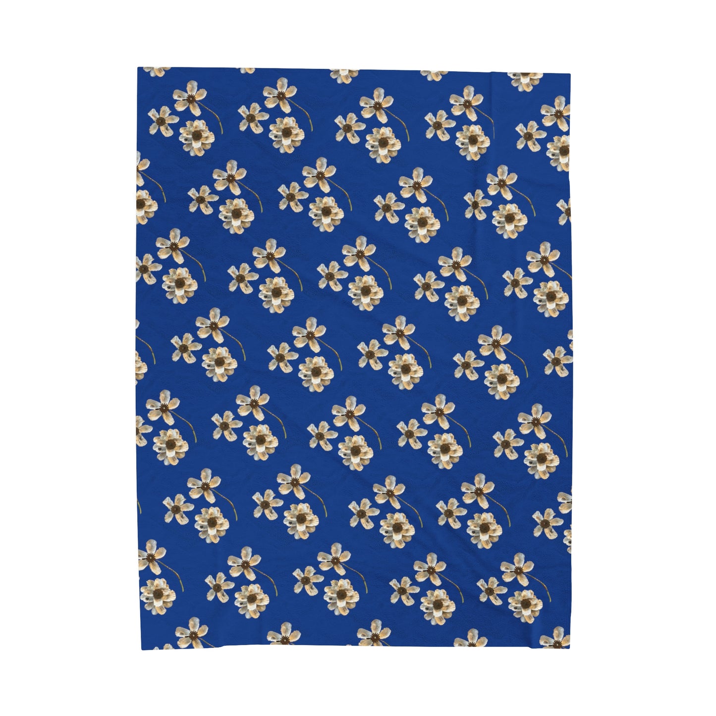 Velveteen Plush Blanket Deep Blue Sea 3 oyster shell funky floral pattern