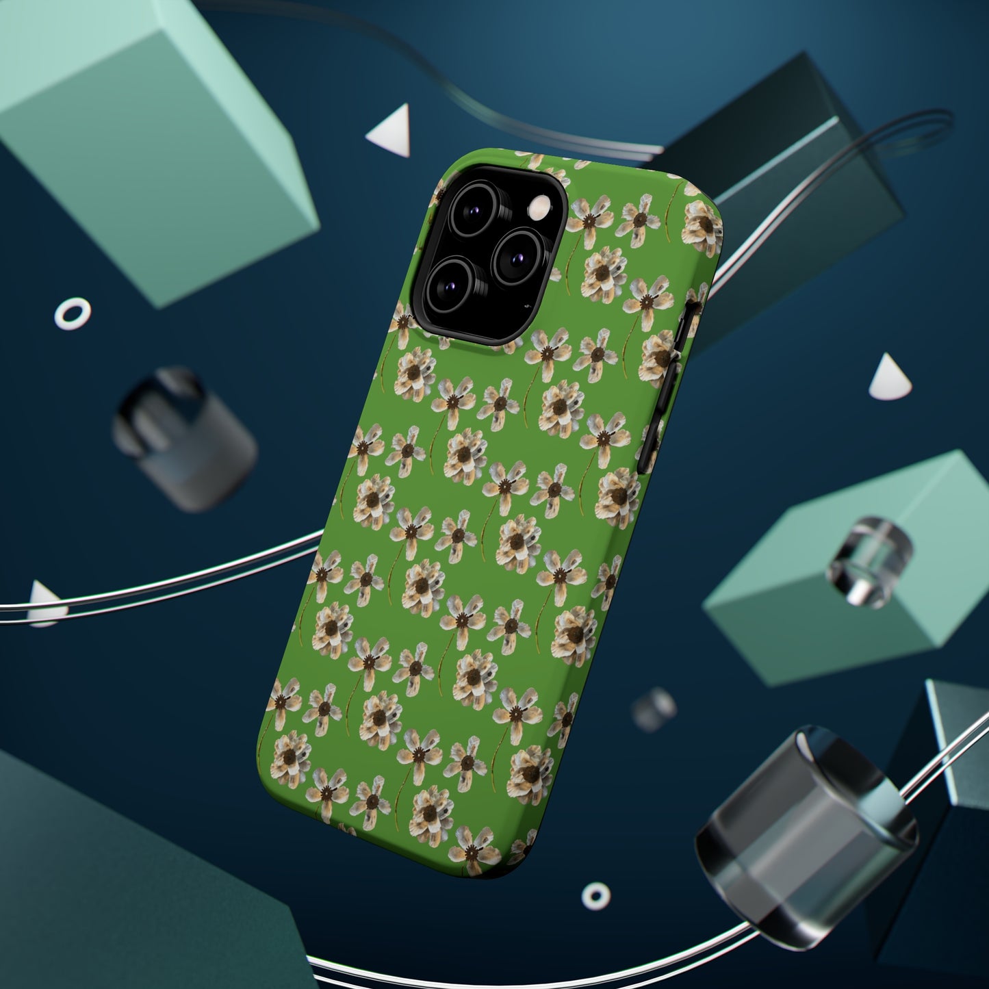 Custom iPhone MagSafe Tough Cases - Whimsy Oyster Petals Green