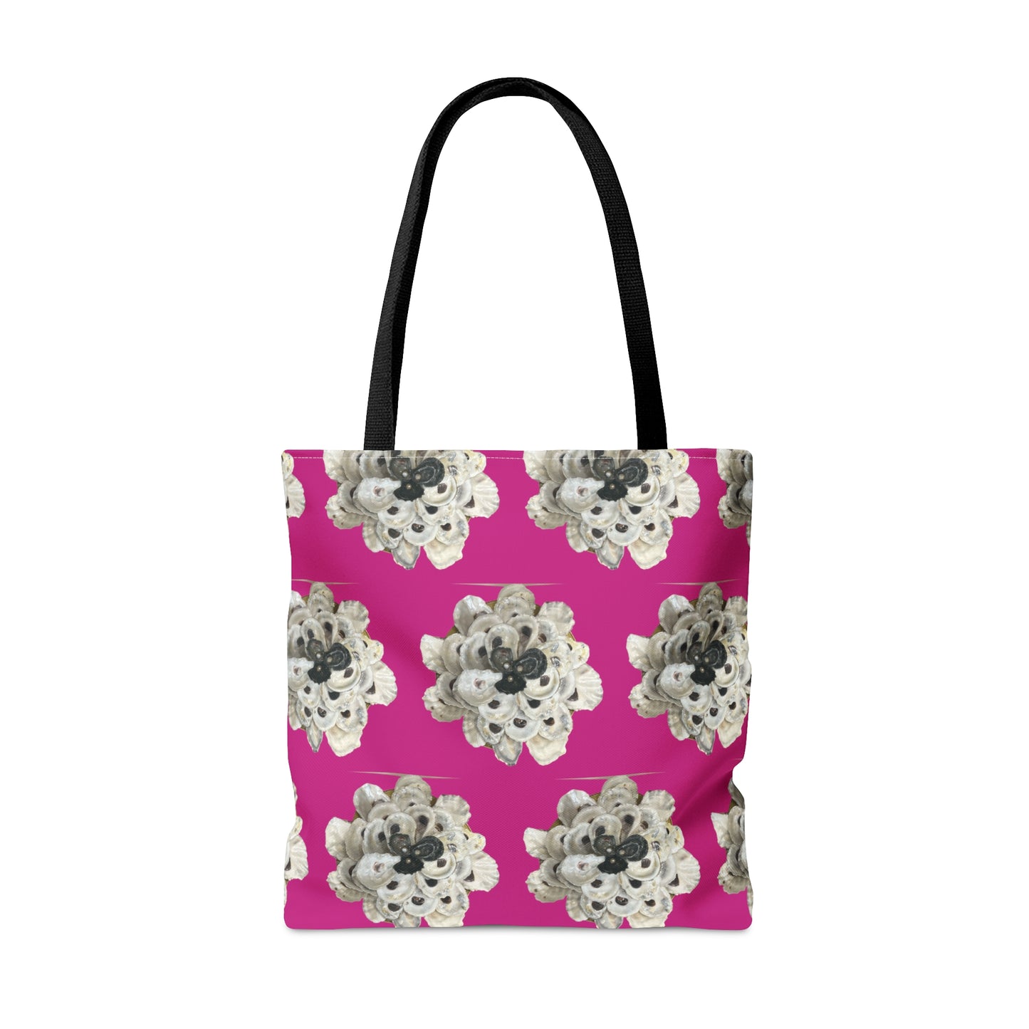 Tote Bag in 3 sizes! Girl groups, Wedding parties, Church groups, Club gifts, Shopping, Beach - black/white xl stacked oyster shell floral