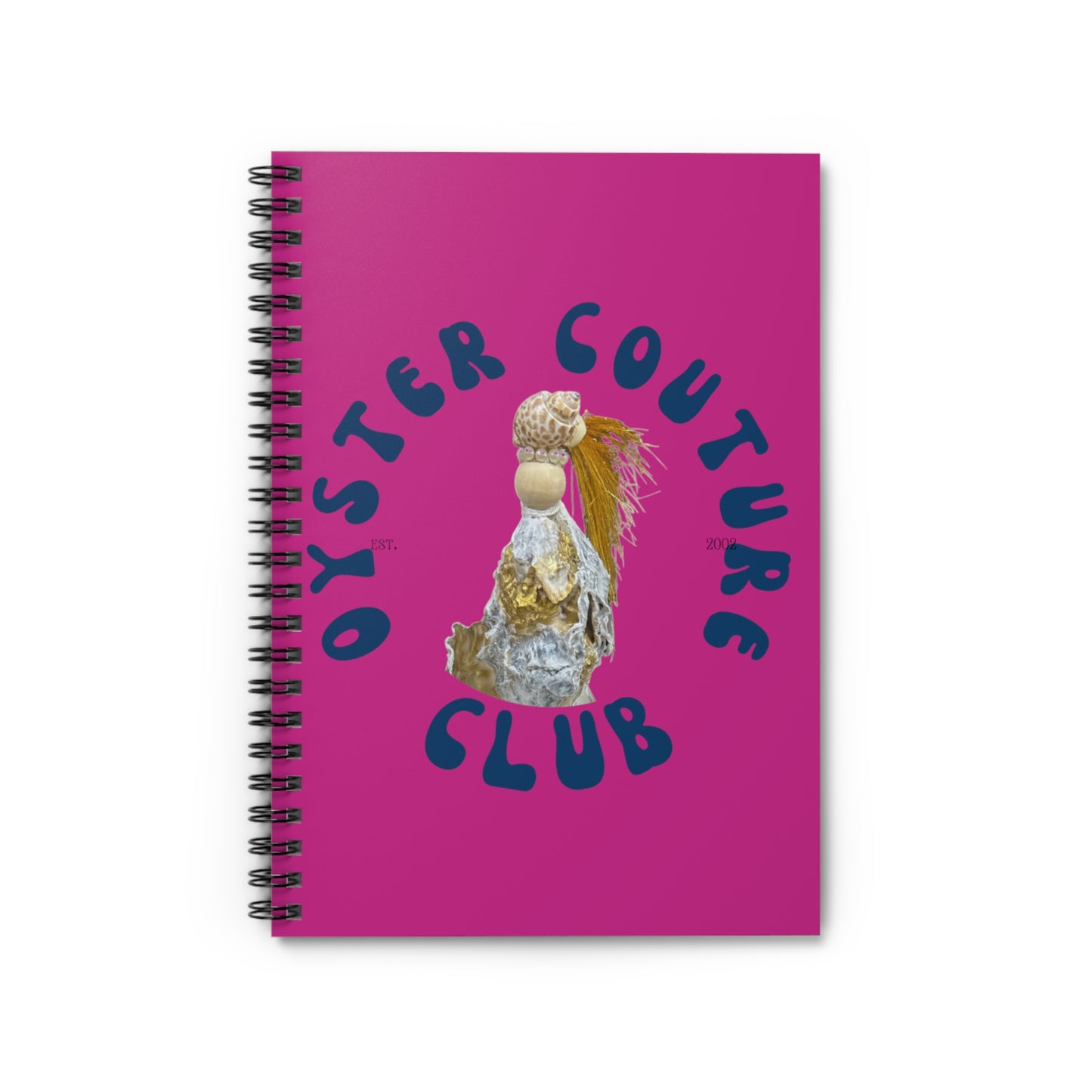 Spiral Notebook pink - Ruled Line Spiral Notebook orange - Ruled Line, Novelty bold colors and fun fantasy Diva design created with oyster shells and bits of coastal nature