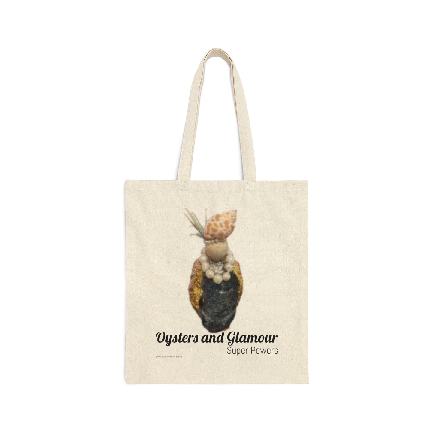 Art Print Cotton Canvas Tote Bag: Is THIS your style or Modern GlamMother? Coastal Characters Oyster Shell Bags are Collectible Gifts