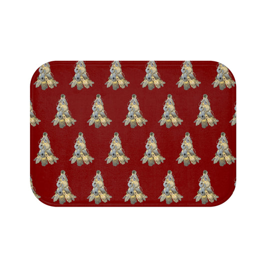 Bath Mat Oyster Shell  Art Bath Mat -  Christmas themes fit many decor styles with our deep red and neutral sea shell tree