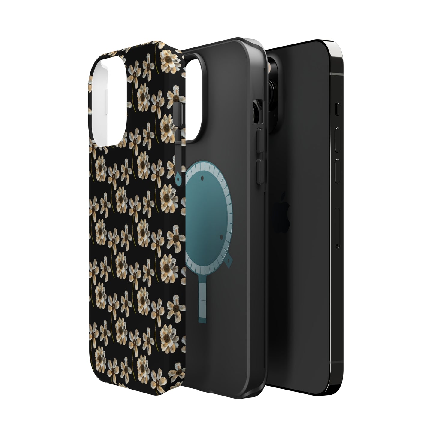 Custom iPhone MagSafe Tough Cases - Whimsy Oyster Petals Black