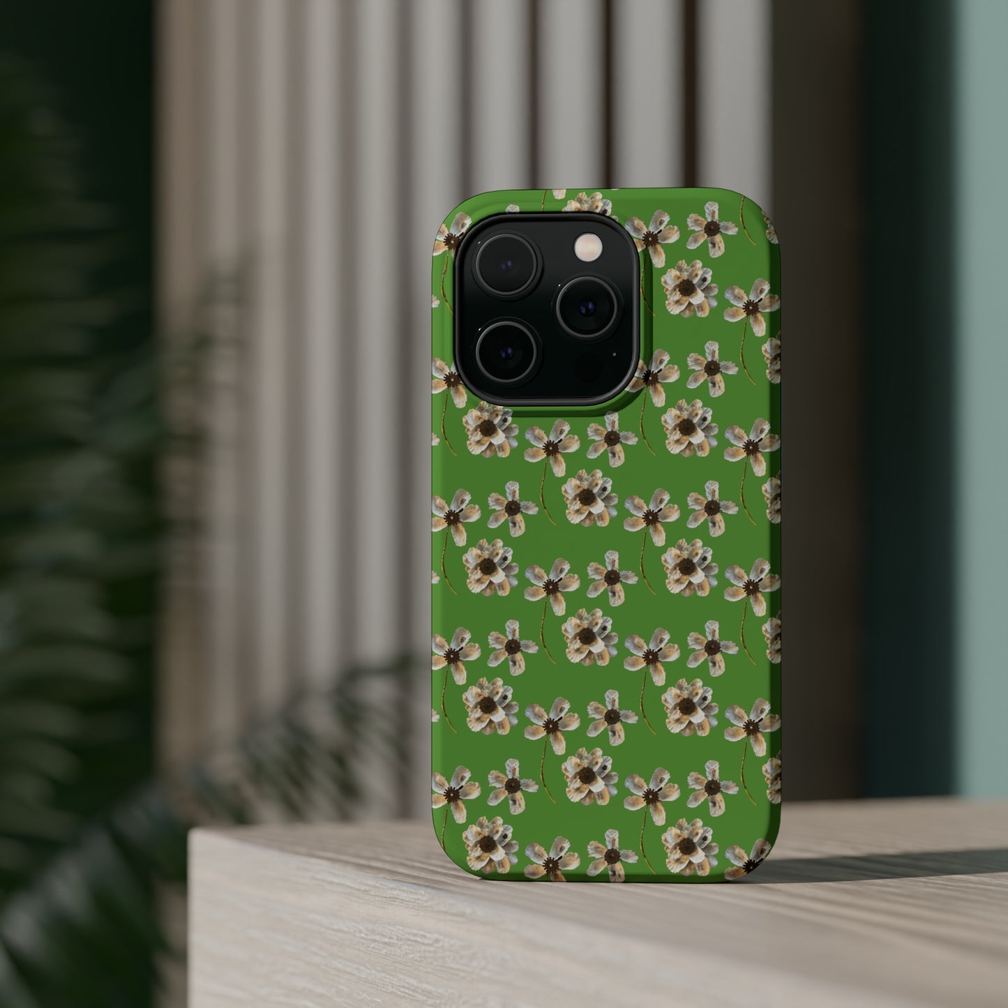 Custom iPhone MagSafe Tough Cases - Whimsy Oyster Petals Green