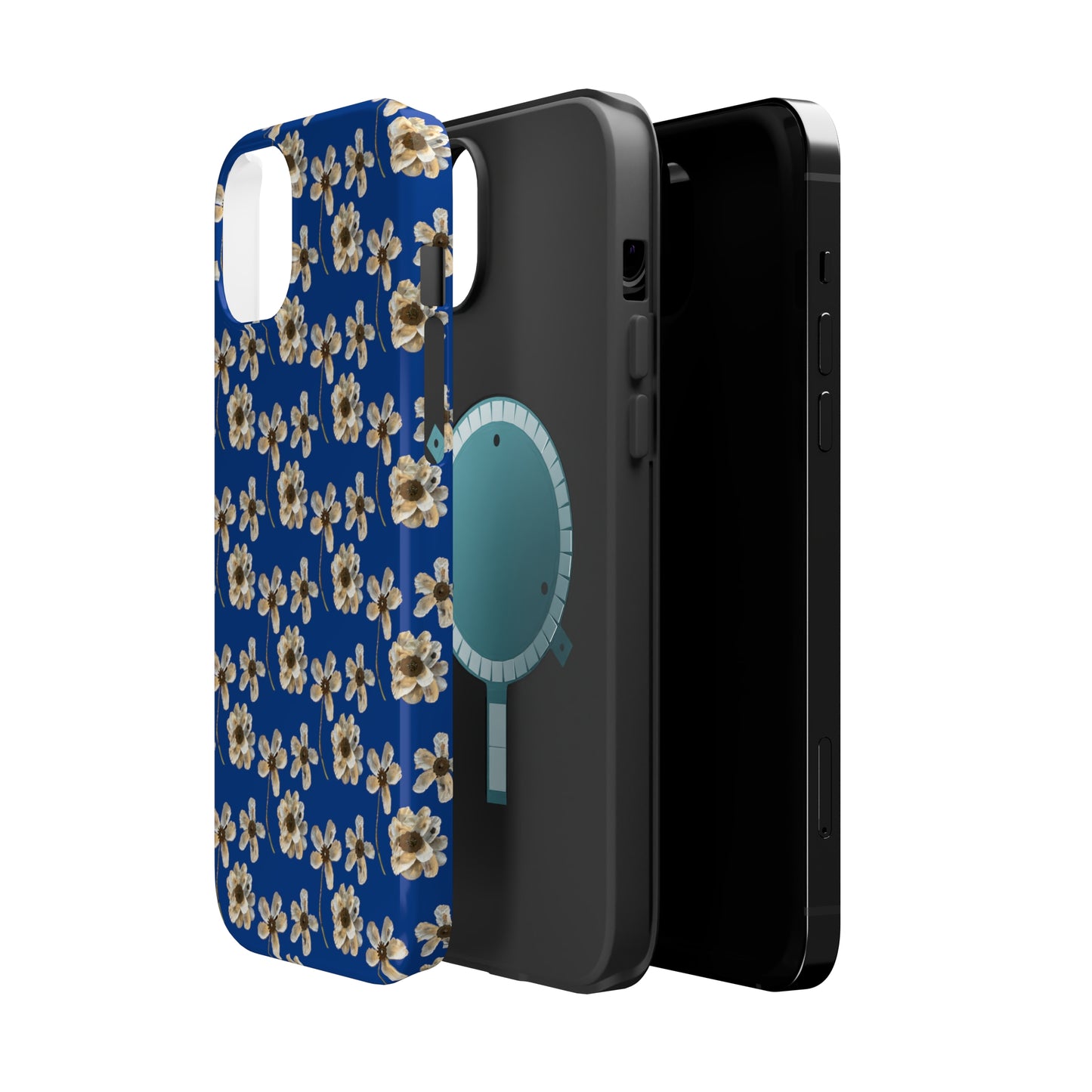 Custom iPhone MagSafe Tough Cases - Whimsy Oyster Petals Blue