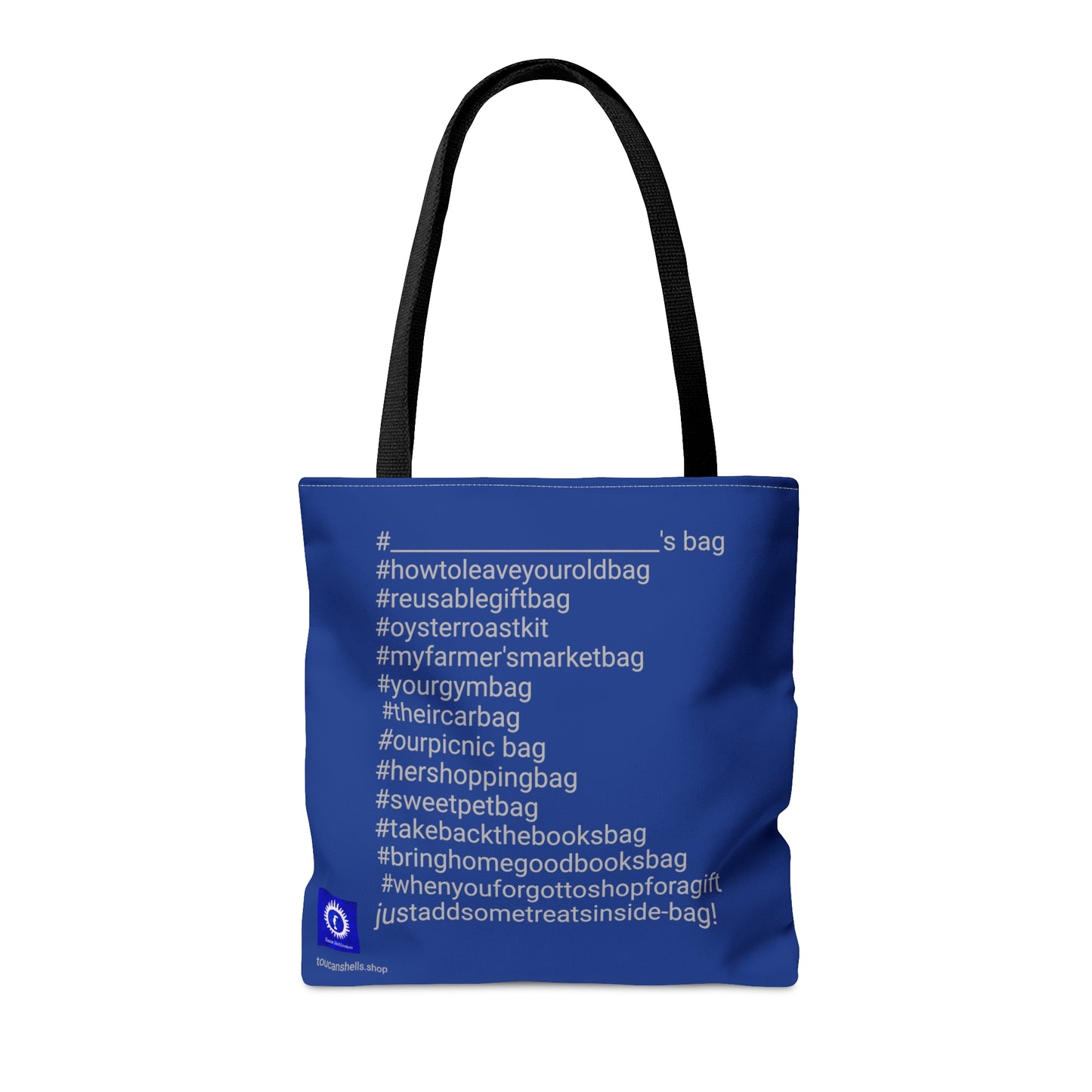 Blue Tote Bag Oyster Couture Oyster Island Queen For Fun Girl Groups, Fall Parties, Oyster Roasts, Re-usable gift bags, Carry all Tote, Isn't She Fun?