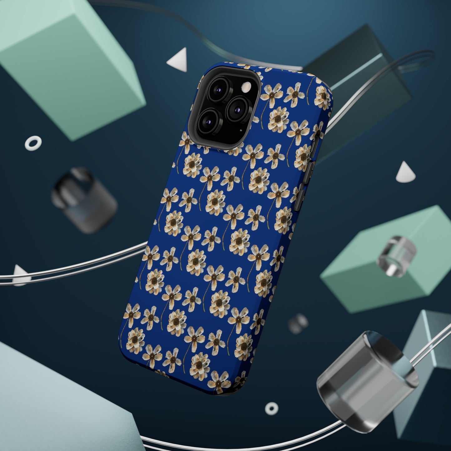 Custom iPhone MagSafe Tough Cases - Whimsy Oyster Petals Blue