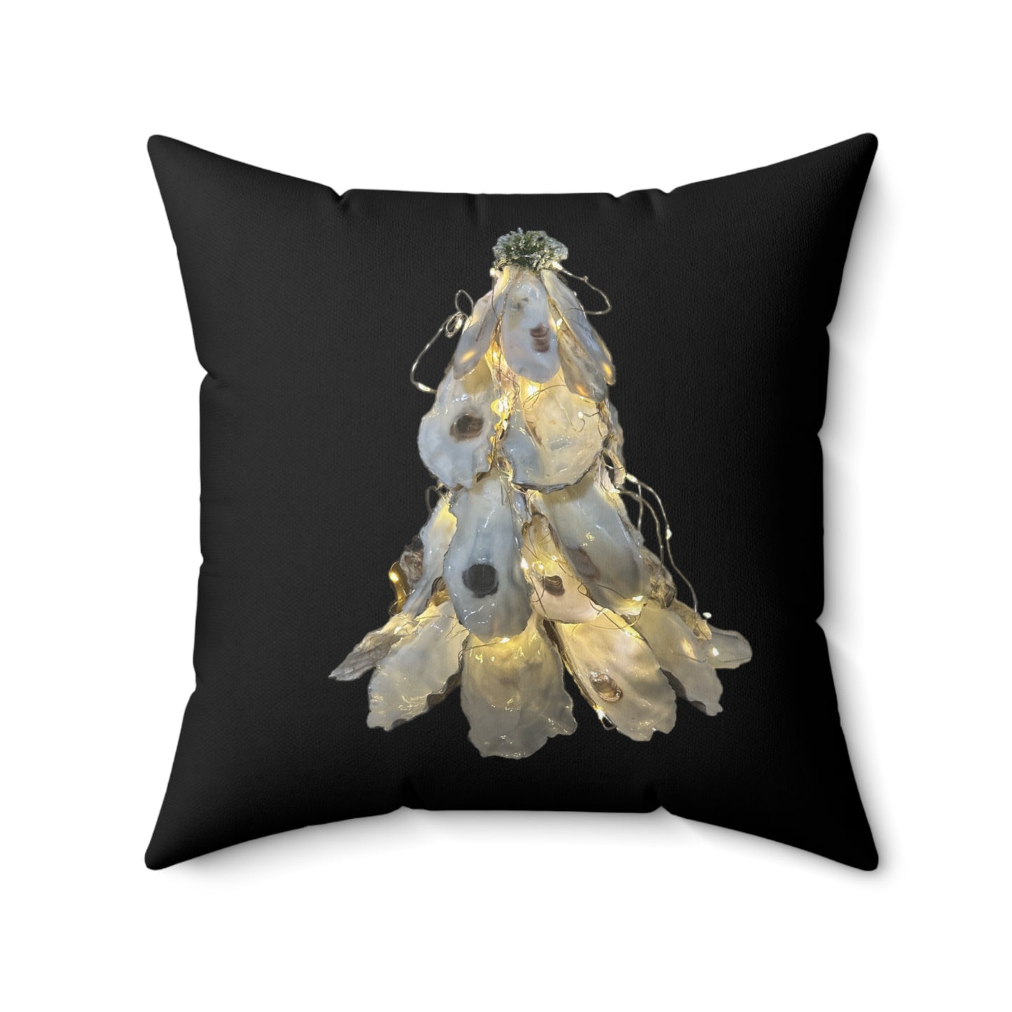 Winter Holiday Square 2-sided Pillows with Angel Cross Wreath/Christmas Tree Oyster Shell Designs