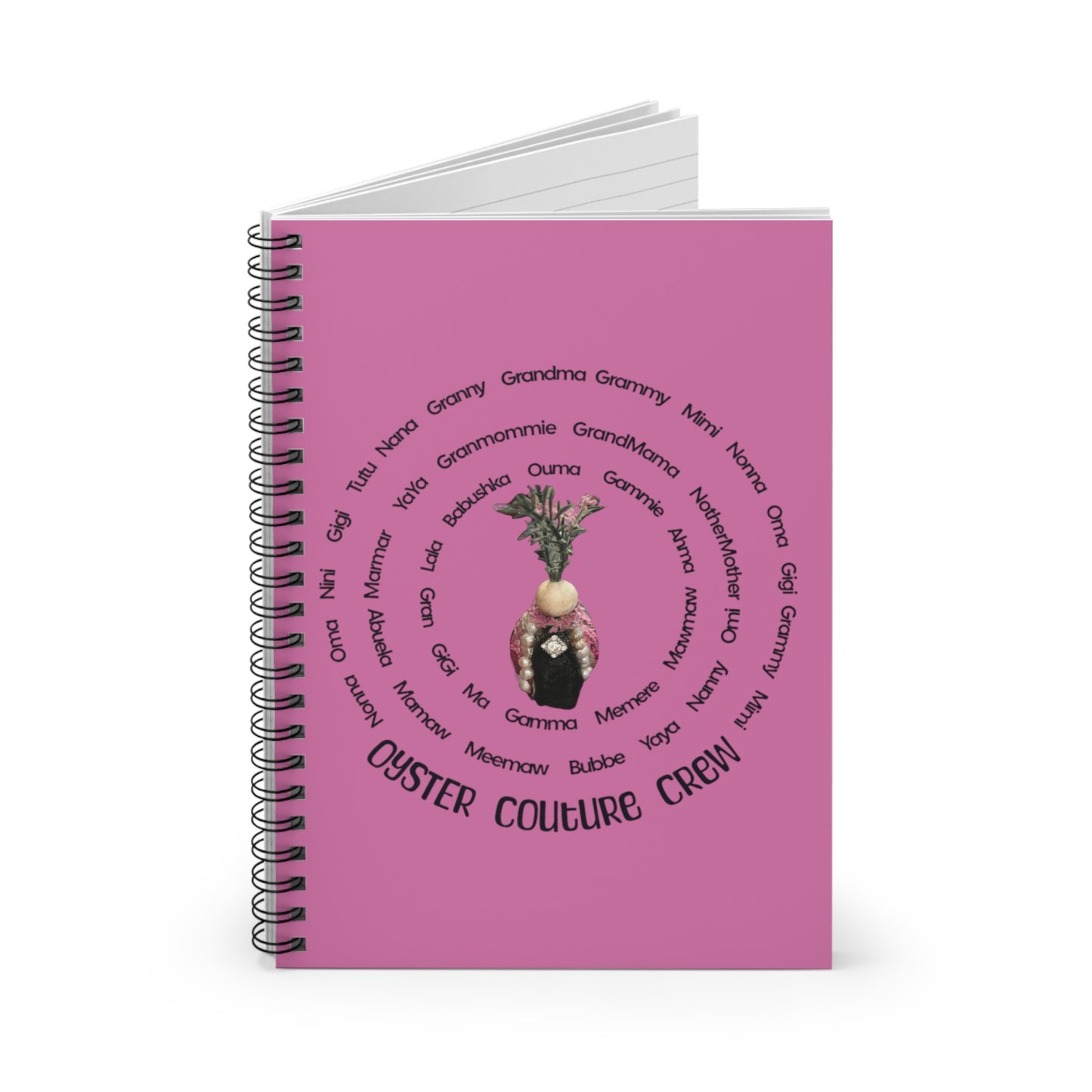 Spiral Notebook - Ruled Line Oyster Couture Characters Collection Names for Grandmother