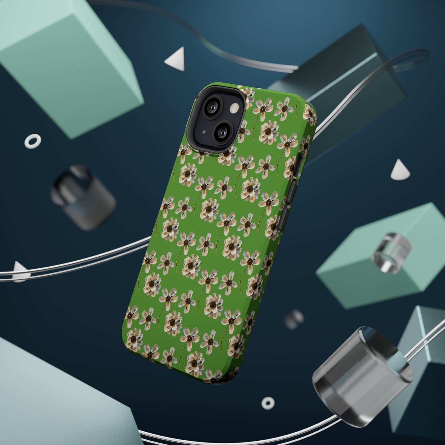 Custom iPhone MagSafe Tough Cases - Whimsy Oyster Petals Green