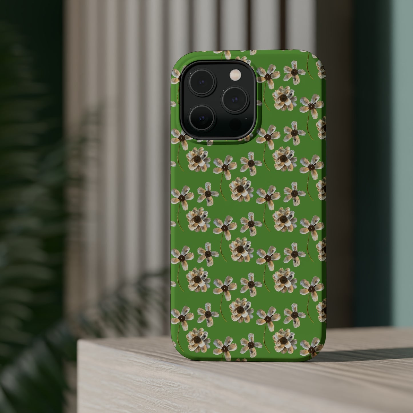 Custom iPhone MagSafe Tough Cases - Whimsy Oyster Petals Green