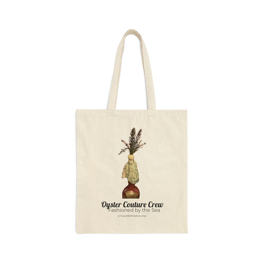 Reusable Cotton Canvas Tote Bag: Is THIS GlamMom or Modern Grandmother? Coastal Characters Art Oyster Shell Prints are Collectible