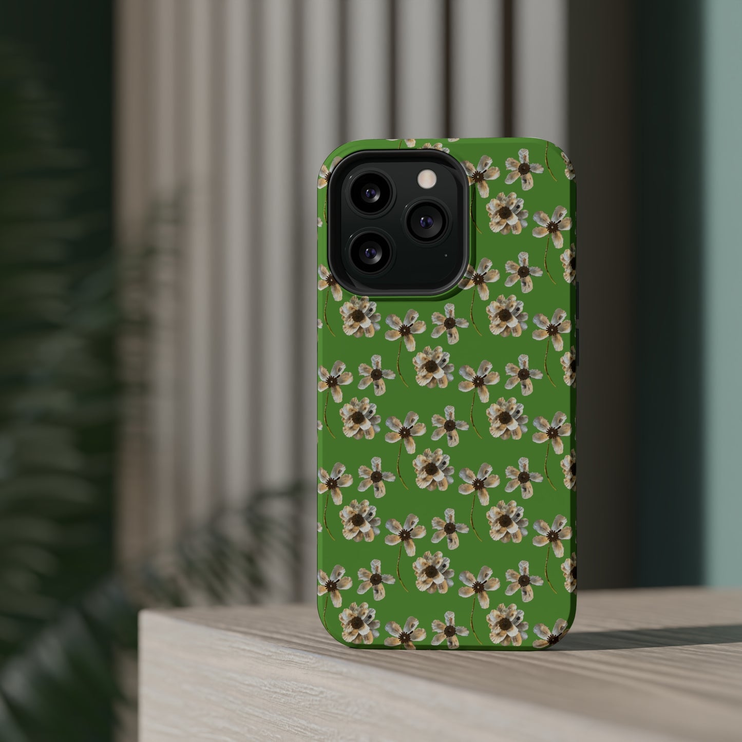 Custom iPhone MagSafe Tough Cases - Whimsy Oyster Petals Green