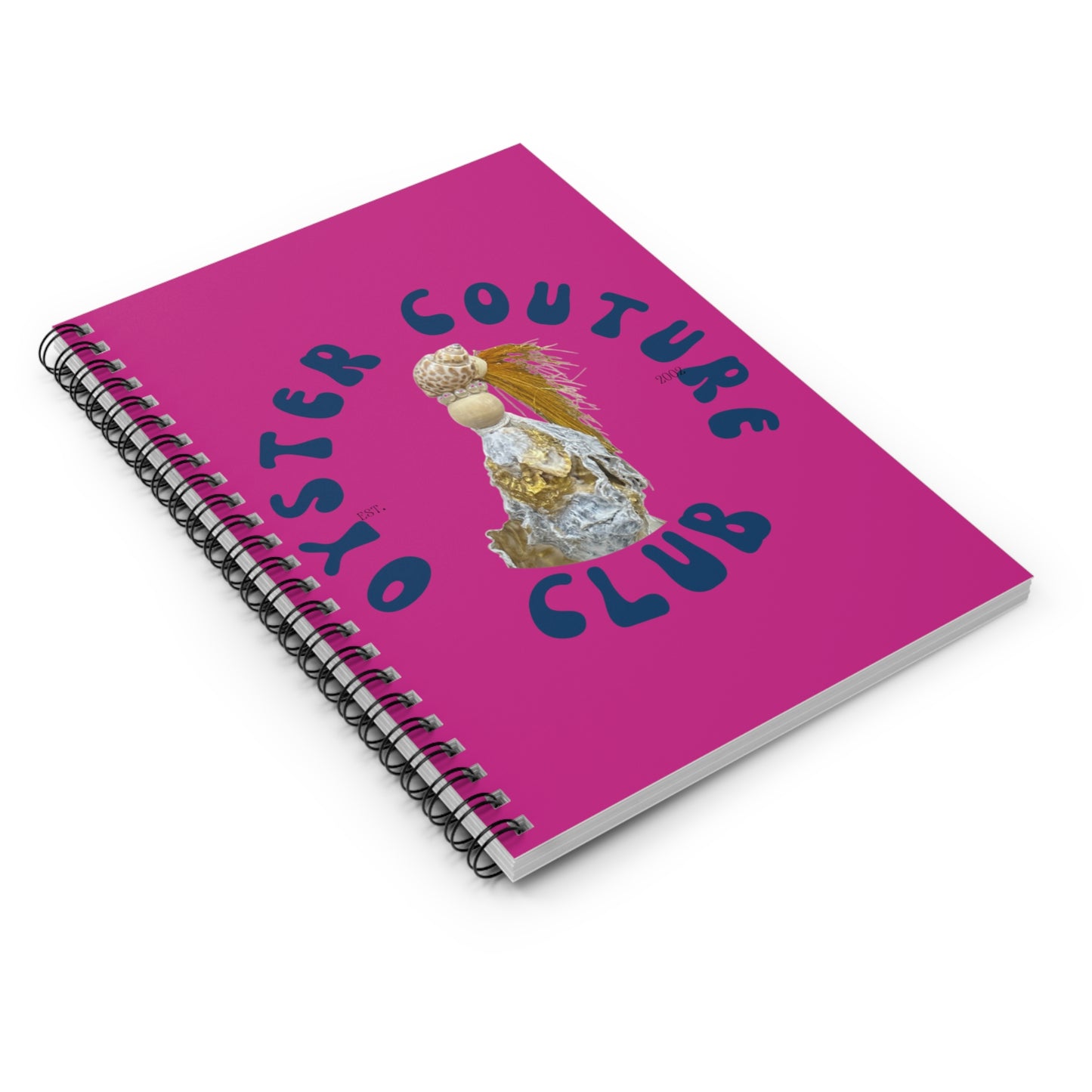 Spiral Notebook pink - Ruled Line Spiral Notebook orange - Ruled Line, Novelty bold colors and fun fantasy Diva design created with oyster shells and bits of coastal nature