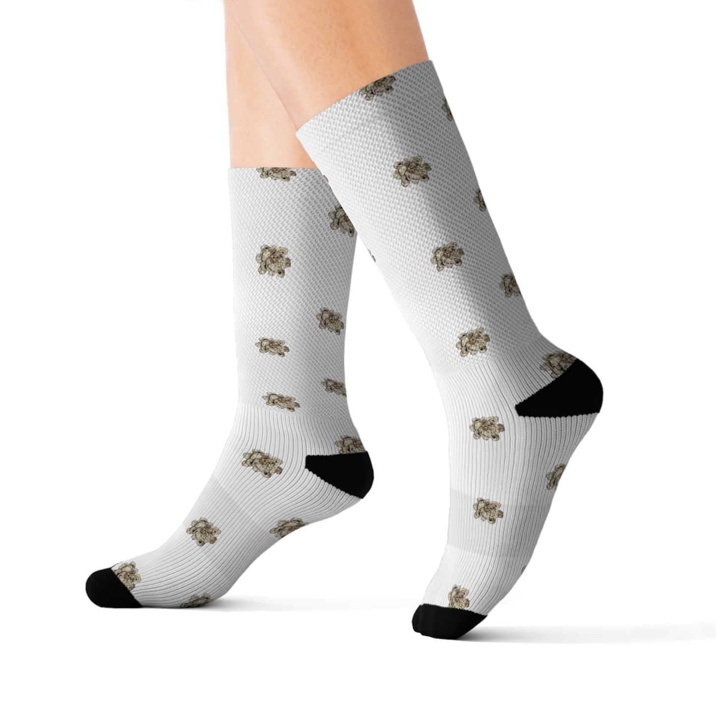 Sublimation Socks frilly oyster shell flower blossoms