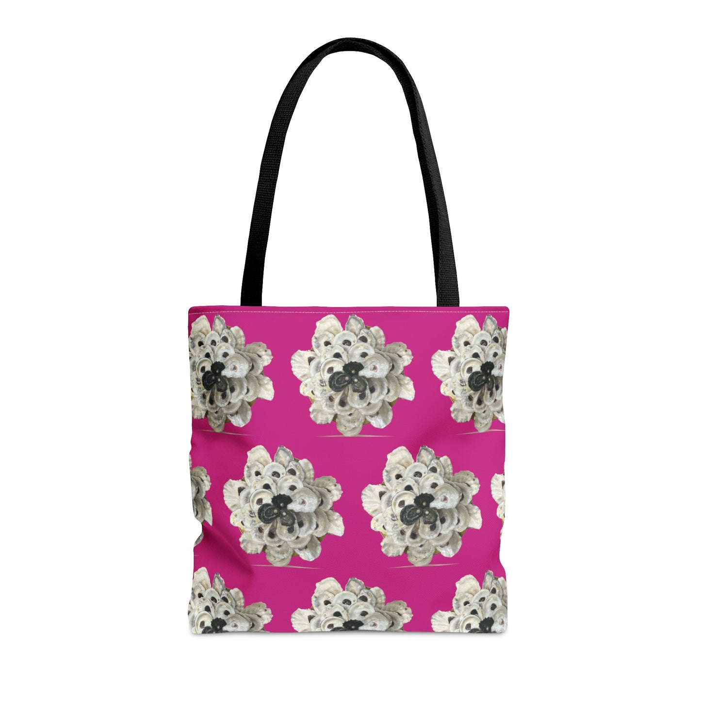 Tote Bag in 3 sizes! Girl groups, Wedding parties, Church groups, Club gifts, Shopping, Beach - black/white xl stacked oyster shell floral