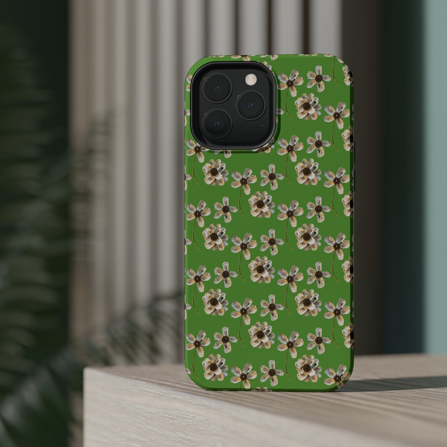 Custom iPhone MagSafe Tough Cases - Whimsy Oyster Petals Green