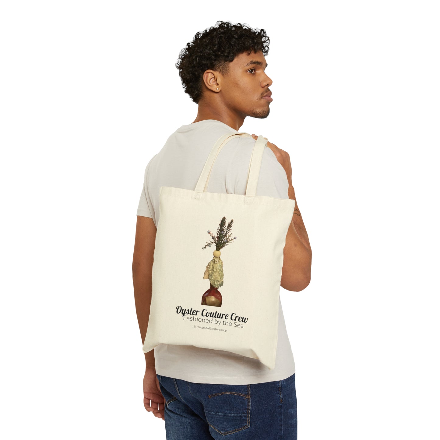 Reusable Cotton Canvas Tote Bag: Is THIS GlamMom or Modern Grandmother? Coastal Characters Art Oyster Shell Prints are Collectible