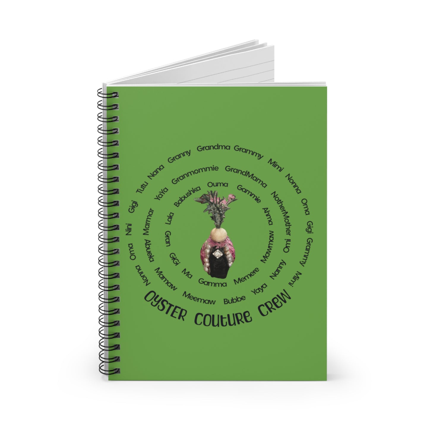 Spiral Notebook - Ruled Line Oyster Couture Characters Collection Names for Grandmother