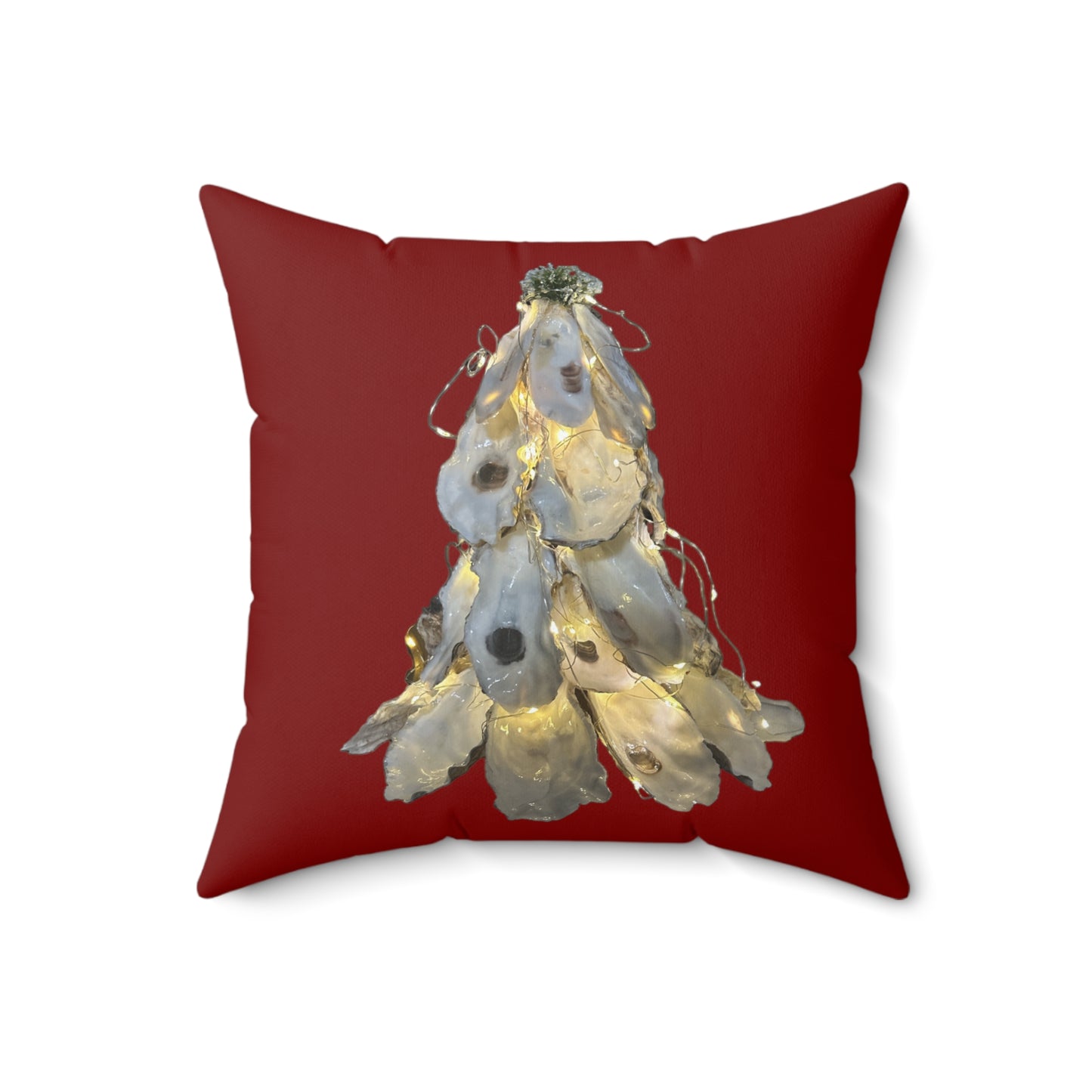 Deepest RED Christmas ONE-side Pillow Exquisite Oyster Shell Christmas Tree