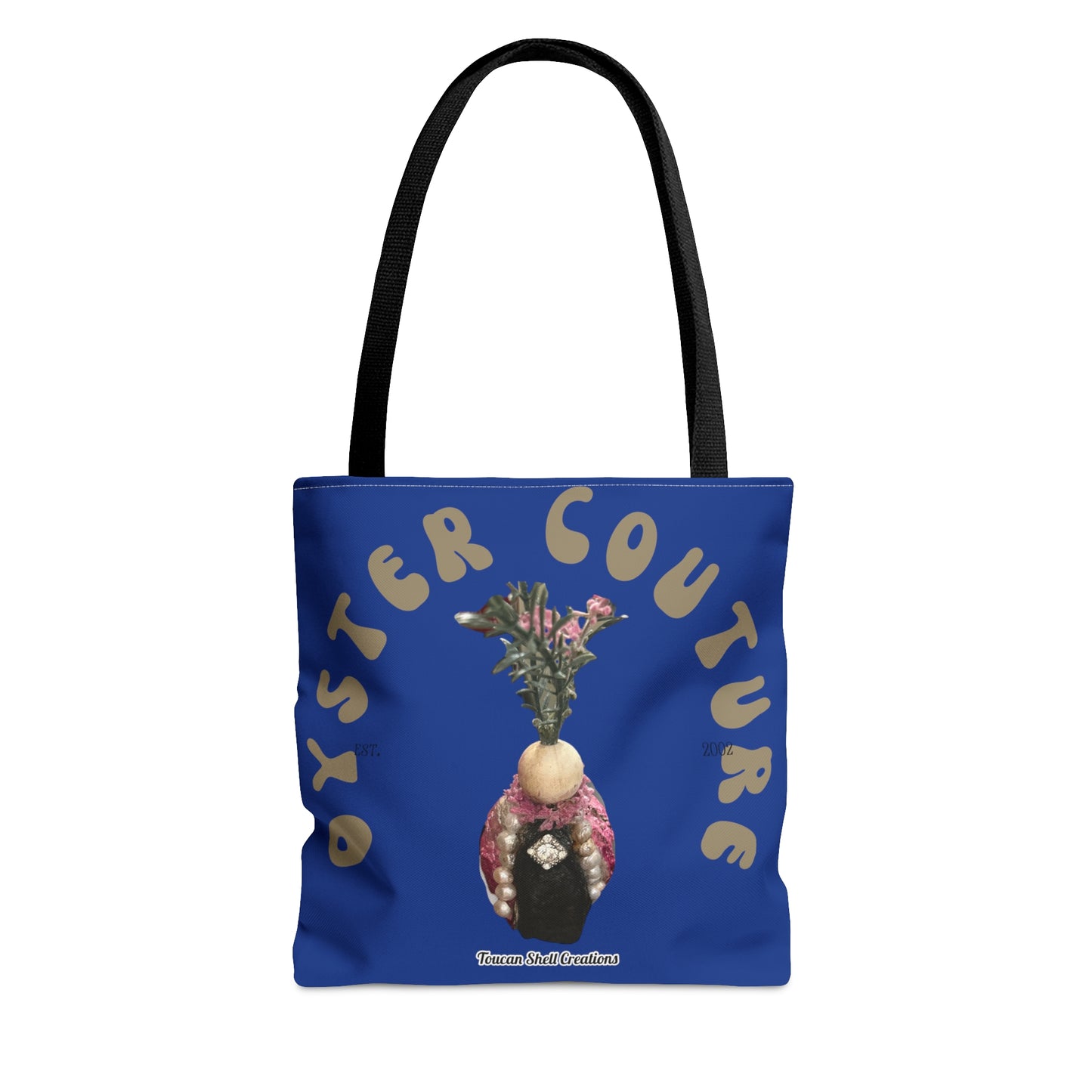 Blue Tote Bag Oyster Couture Oyster Island Queen For Fun Girl Groups, Fall Parties, Oyster Roasts, Re-usable gift bags, Carry all Tote, Isn't She Fun?