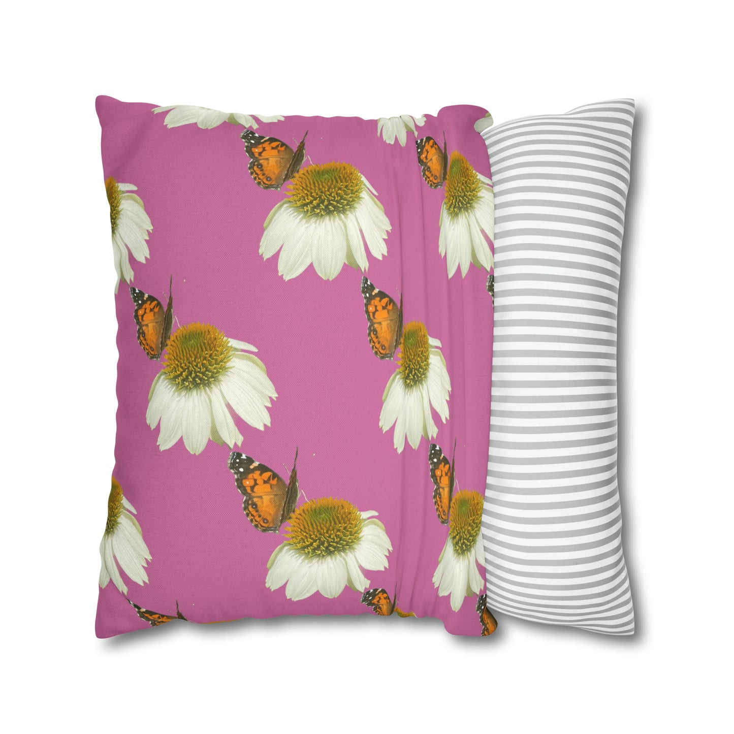 Square Pillow Case Spring Butterfly and Flower