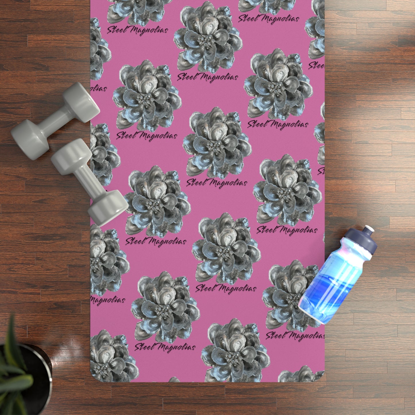 Rubber Yoga Mat:  The Steel Magnolia Way Artistic Oyster Shell Flower Blossom