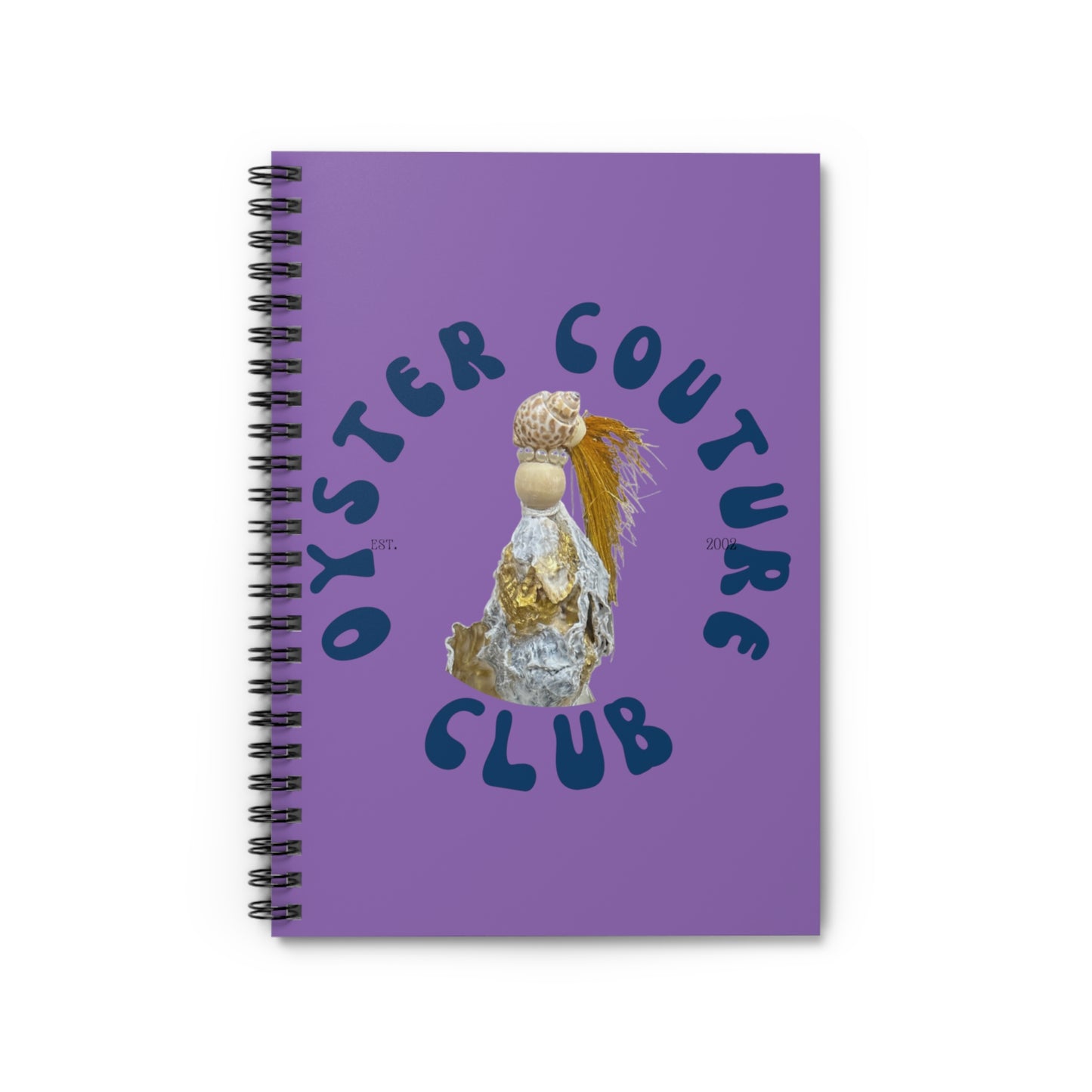 Spiral Notebook blue - Ruled Line Spiral Notebook orange - Ruled Line, Novelty bold colors and fun fantasy Diva design created with oyster shells and bits of coastal nature