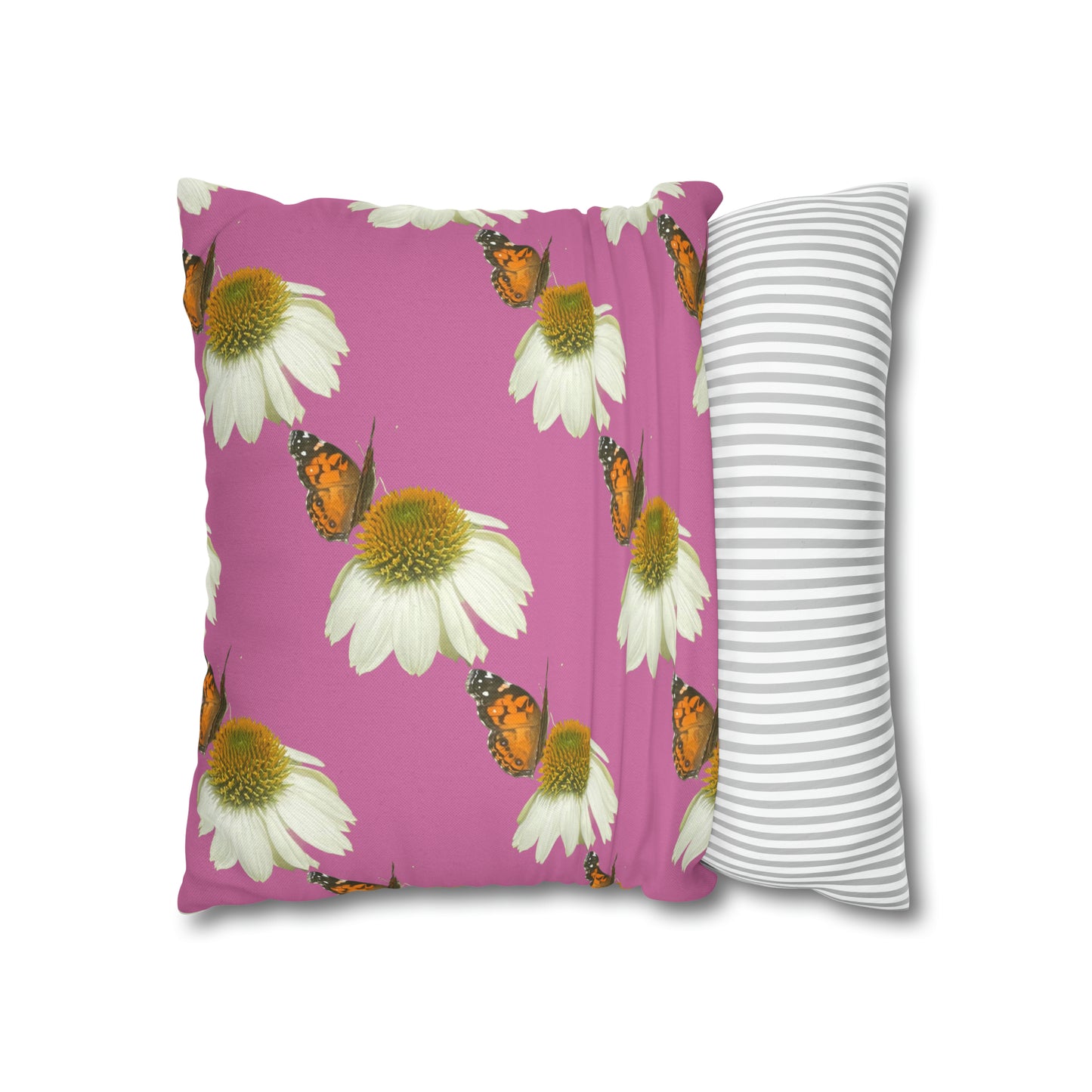 Square Pillow Case Spring Butterfly and Flower