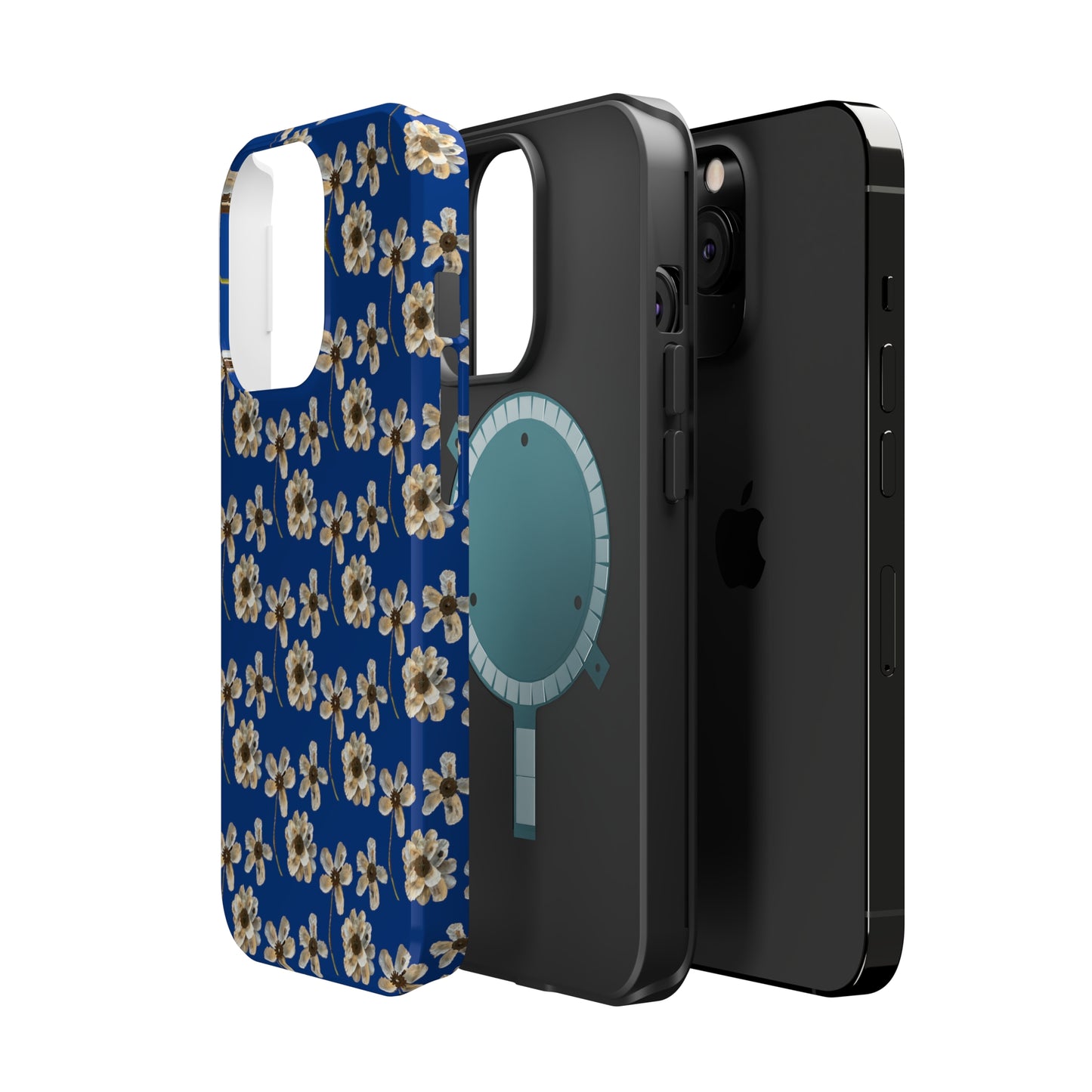 Custom iPhone MagSafe Tough Cases - Whimsy Oyster Petals Blue