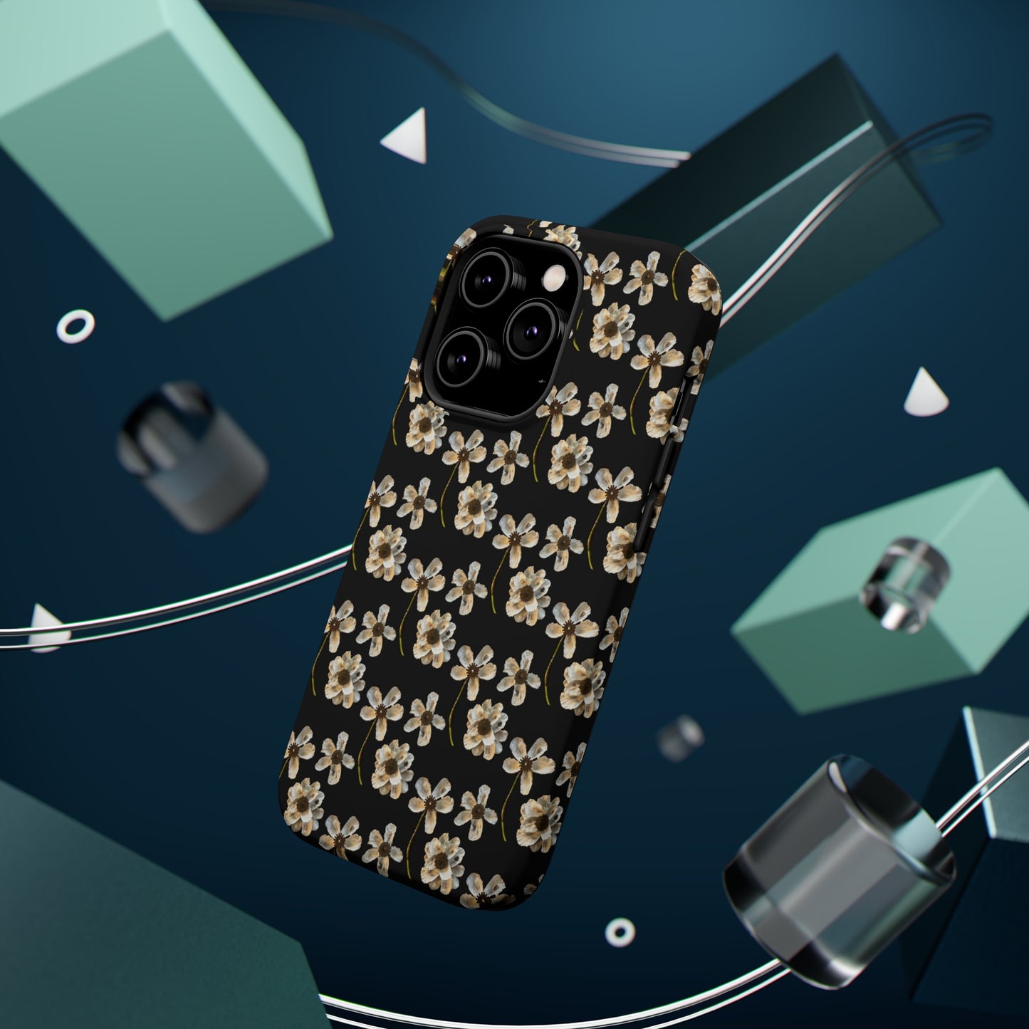 Custom iPhone MagSafe Tough Cases - Whimsy Oyster Petals Black