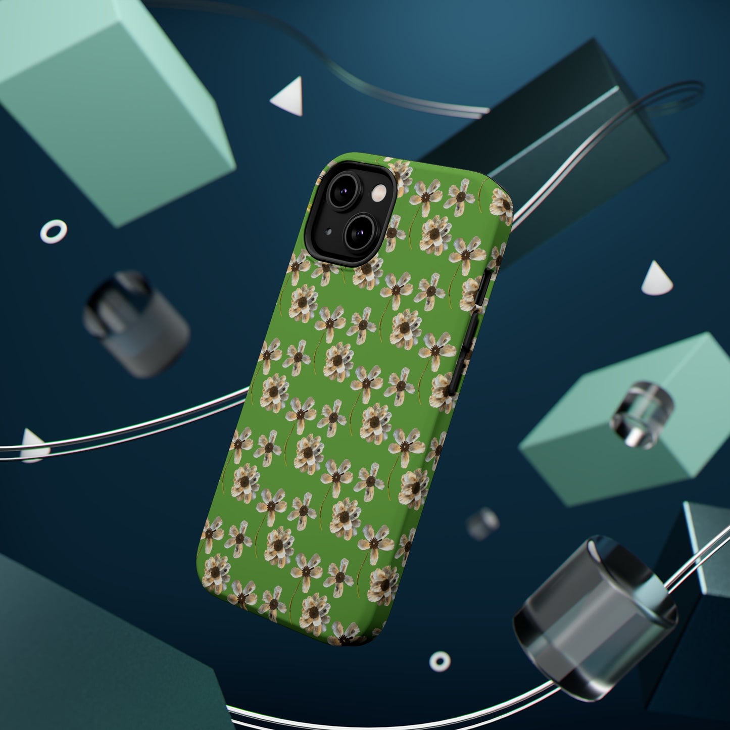 Custom iPhone MagSafe Tough Cases - Whimsy Oyster Petals Green