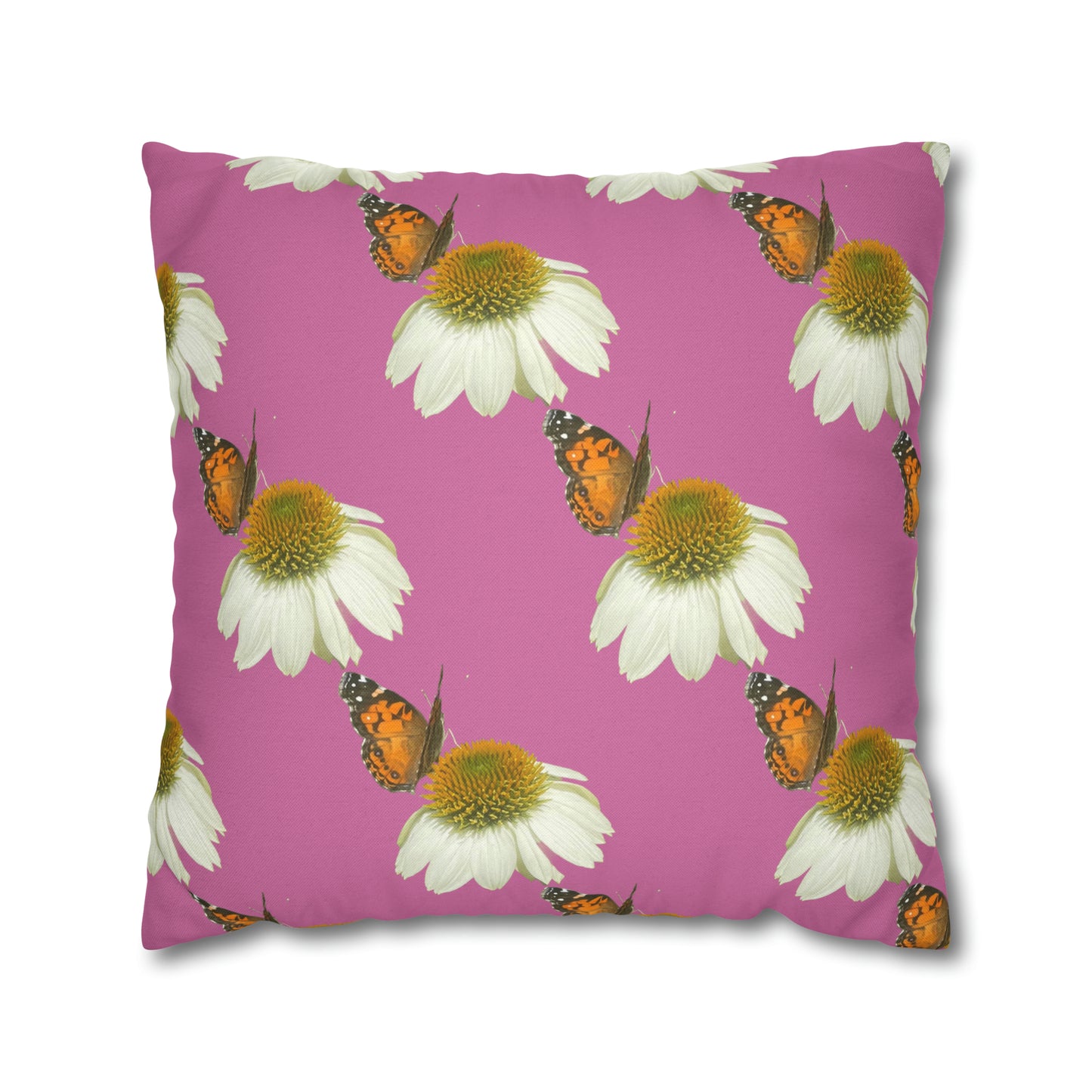 Square Pillow Case Spring Butterfly and Flower