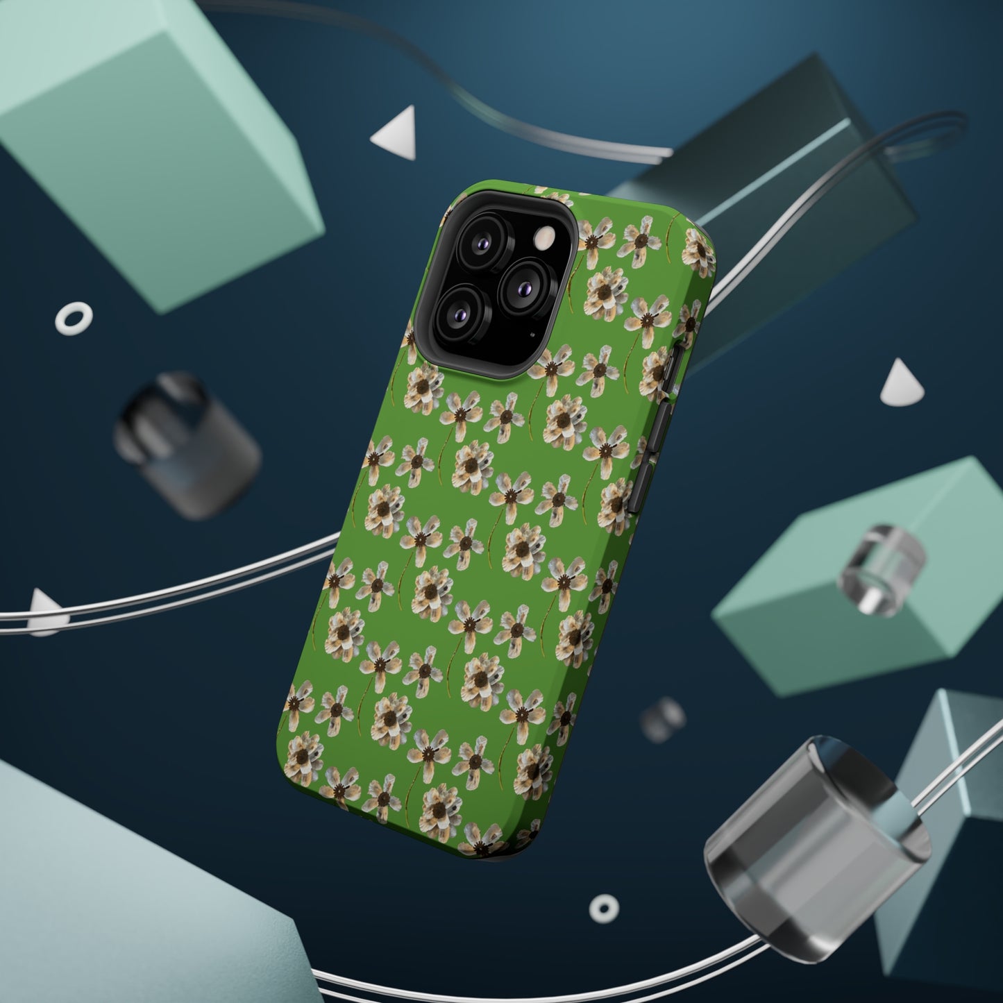 Custom iPhone MagSafe Tough Cases - Whimsy Oyster Petals Green